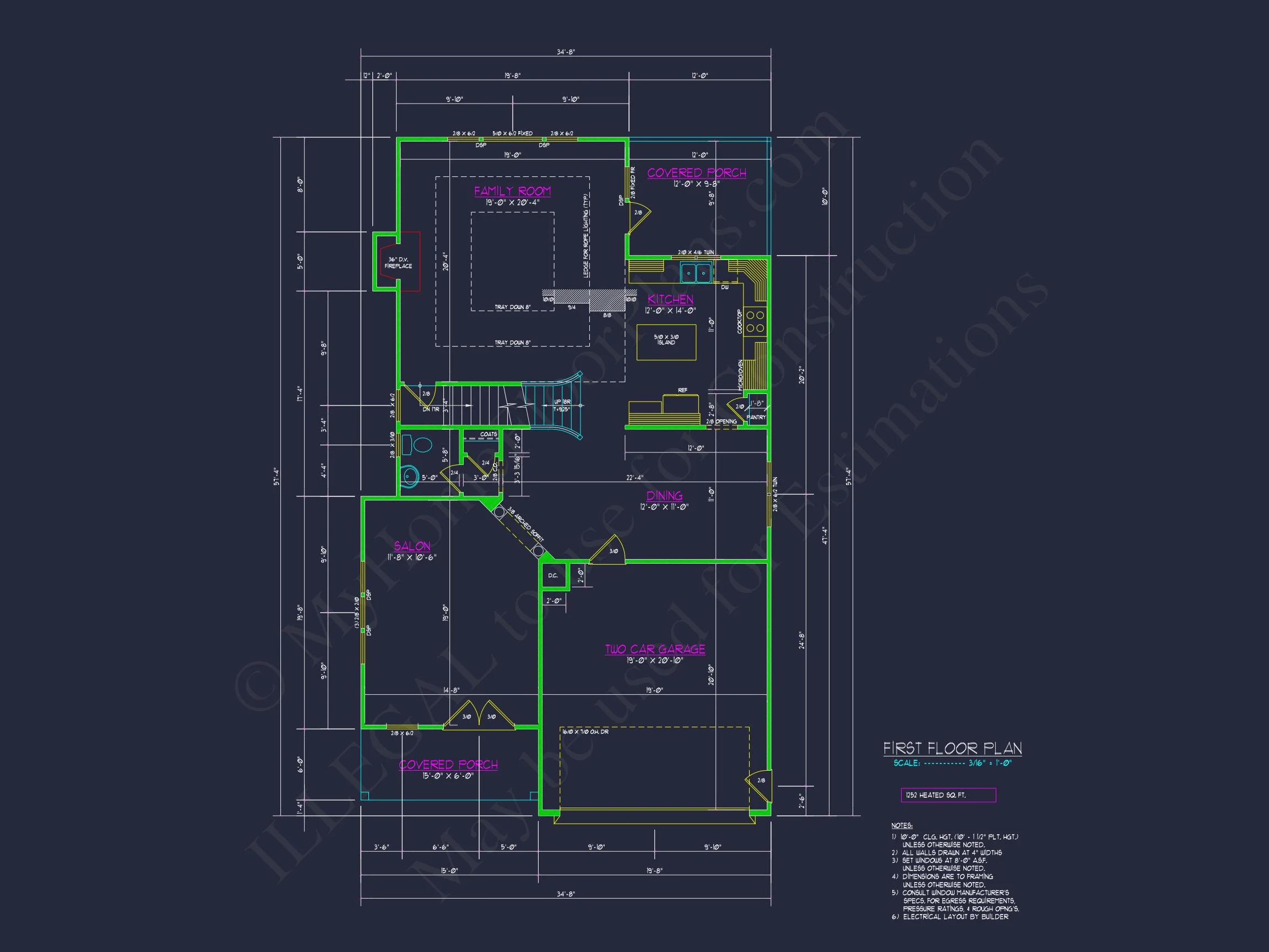 Modern Suburban house Plan: 2-Story Blueprint with 6 Beds