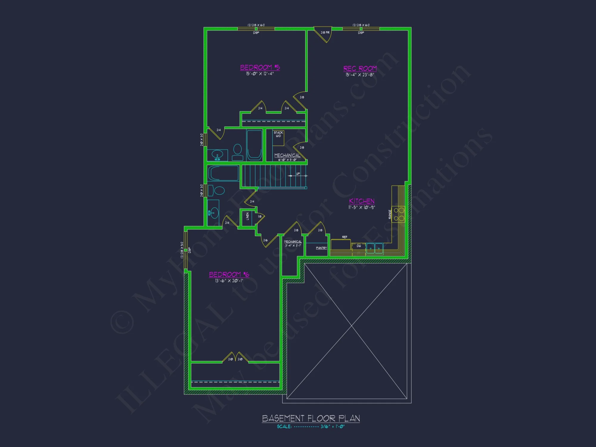 Modern Suburban house Plan: 2-Story Blueprint with 6 Beds