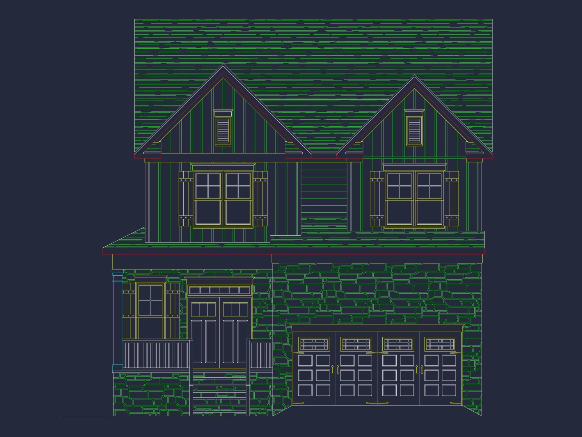 Modern Suburban house Plan: 2-Story Blueprint with 6 Beds