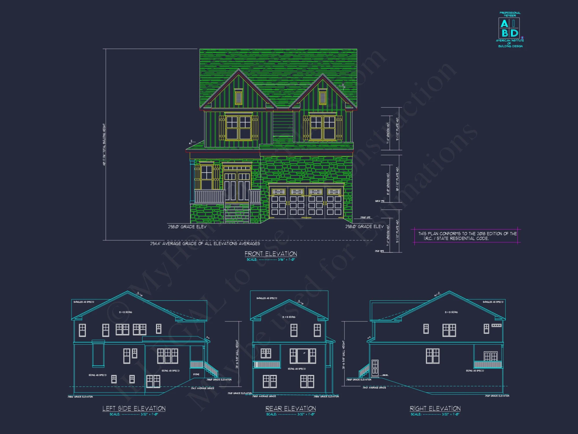Modern Suburban house Plan: 2-Story Blueprint with 6 Beds