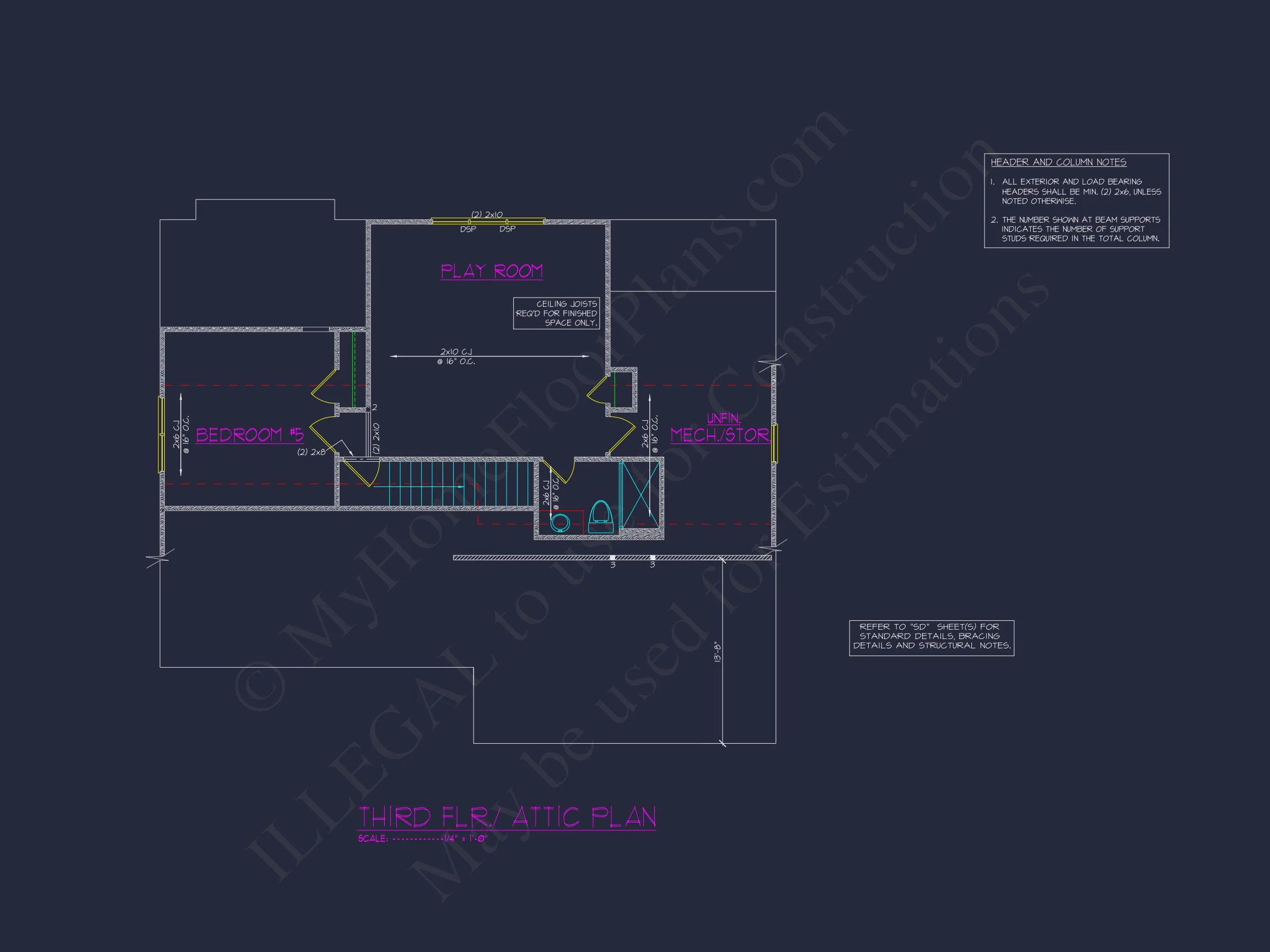 18-1636 HOUSE PLAN - Craftsman Home Plan - 4-Bed, 3-Bath, 2,750 SF 43 Modern Craftsman house Floor Plan with CAD Designs & Blueprints