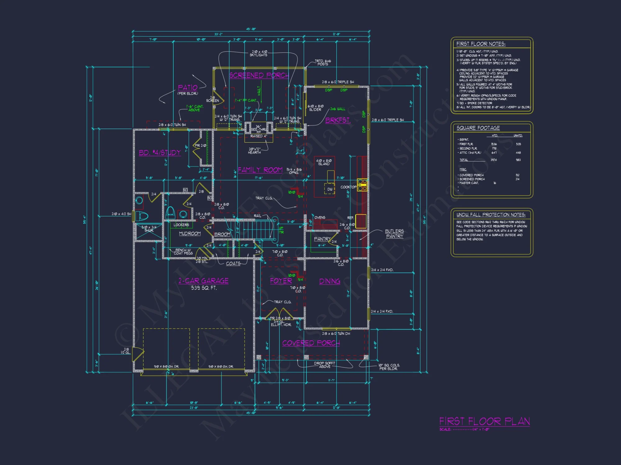 Modern Craftsman house Floor Plan with CAD Designs & Blueprints