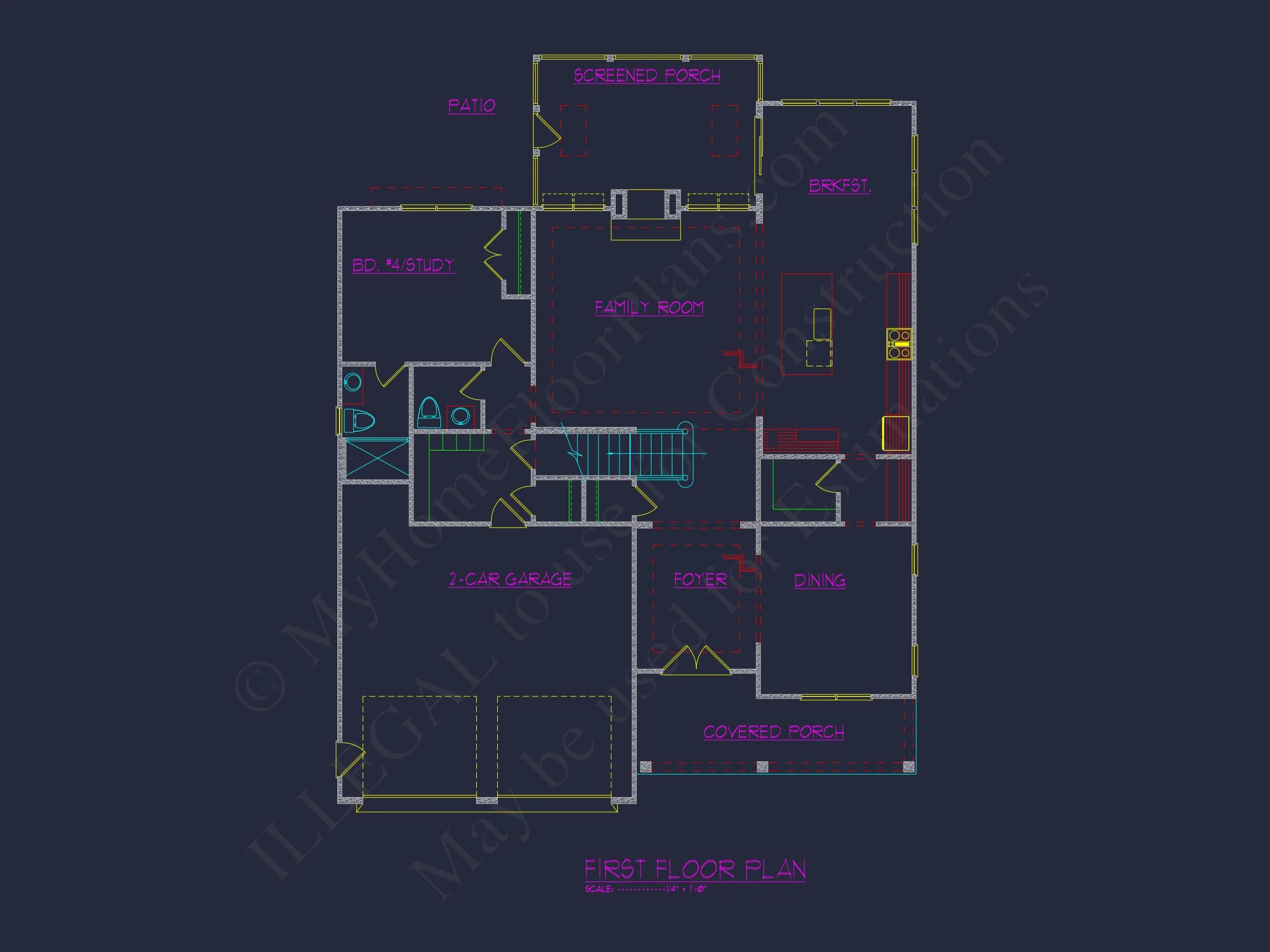 18-1636 HOUSE PLAN - Craftsman Home Plan - 4-Bed, 3-Bath, 2,750 SF 34 Modern Craftsman house Floor Plan with CAD Designs & Blueprints