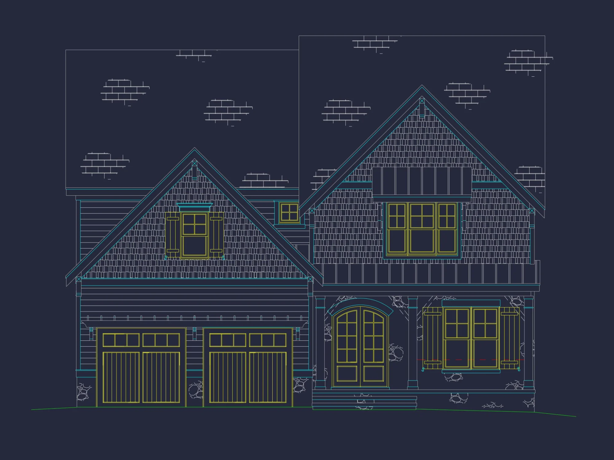 Modern Craftsman house Floor Plan with CAD Designs & Blueprints