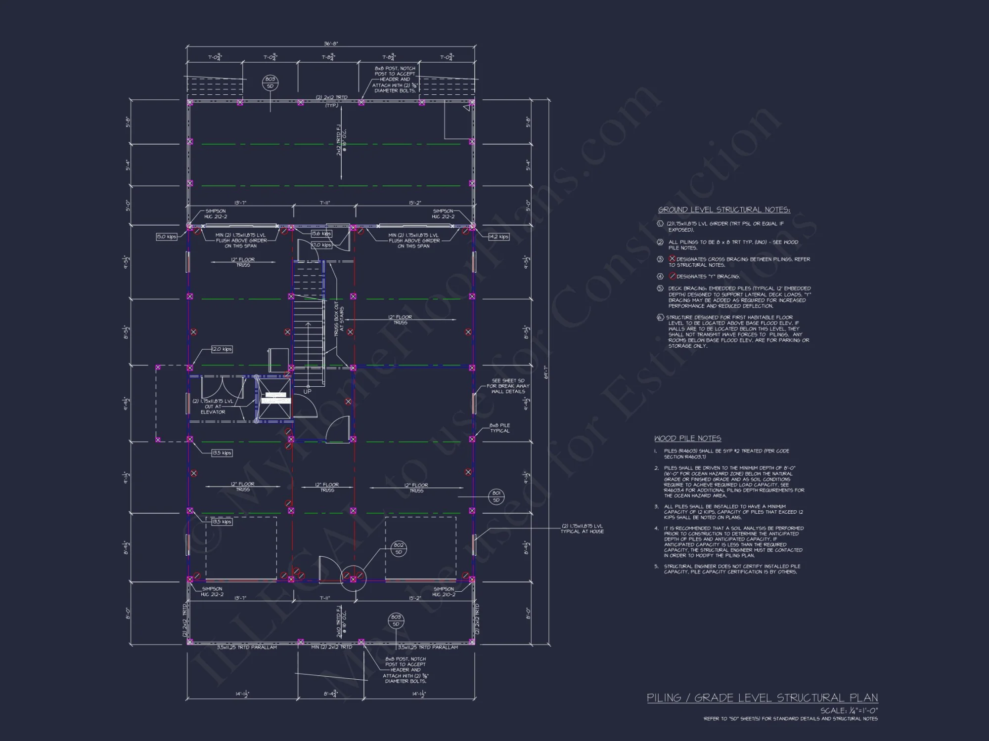 Stunning Coastal house Floor Plan with CAD Blueprint Designs