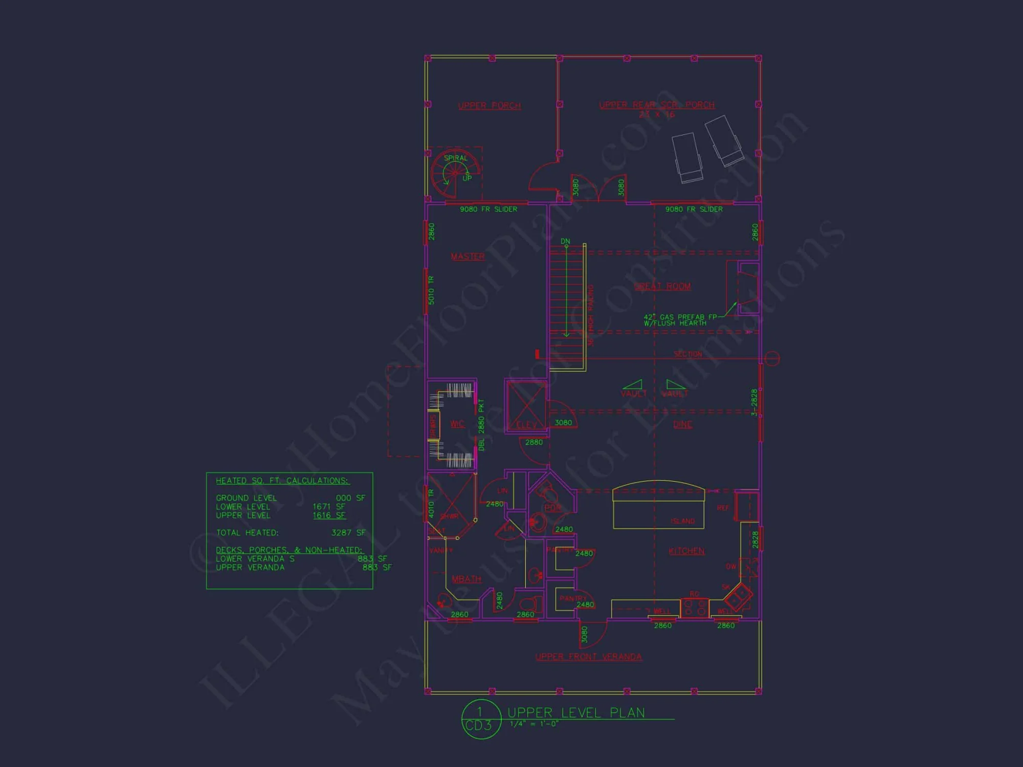 Stunning Coastal house Floor Plan with CAD Blueprint Designs