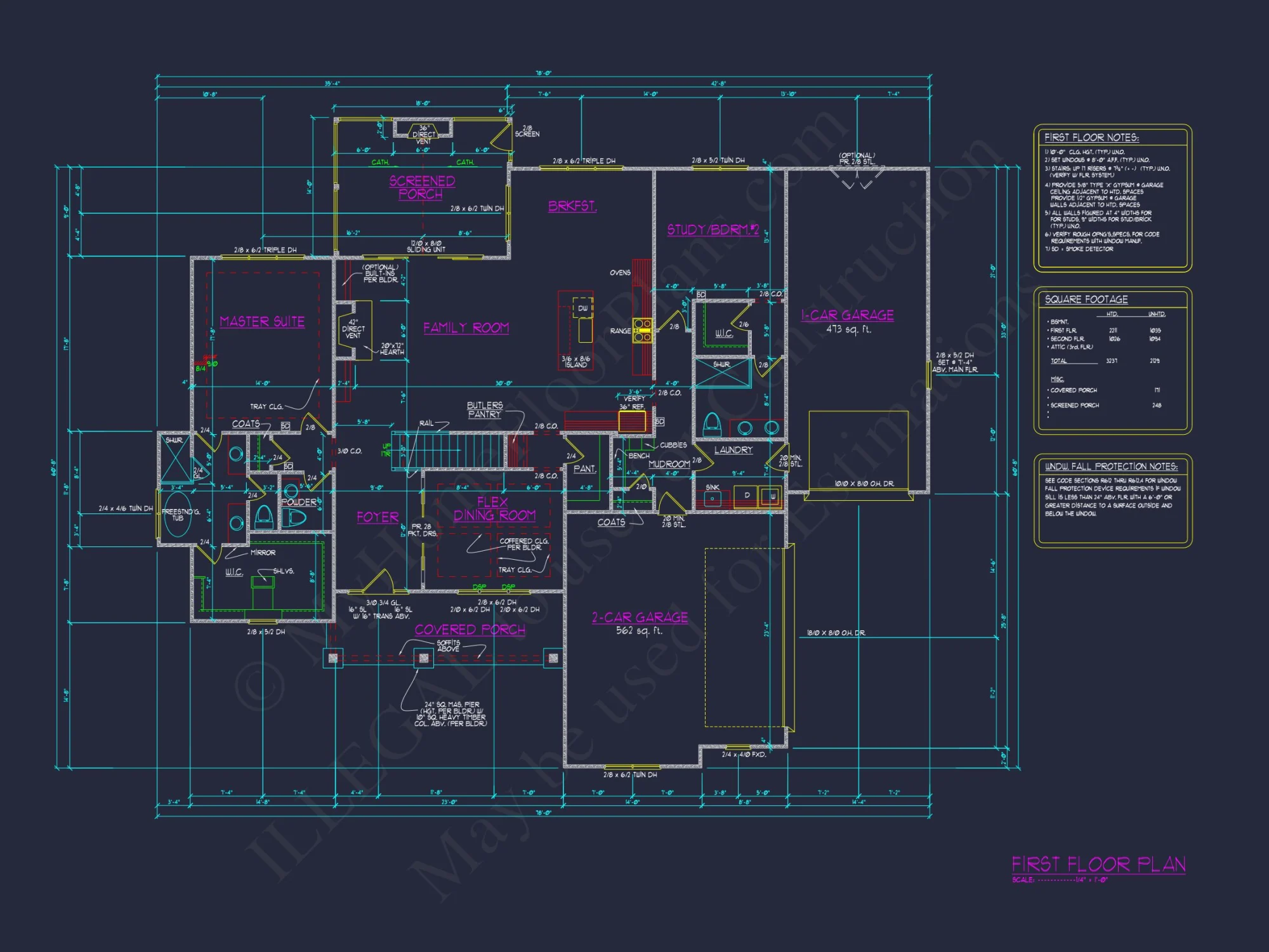 Craftsman house Plan with Detailed Floor Blueprint Designs