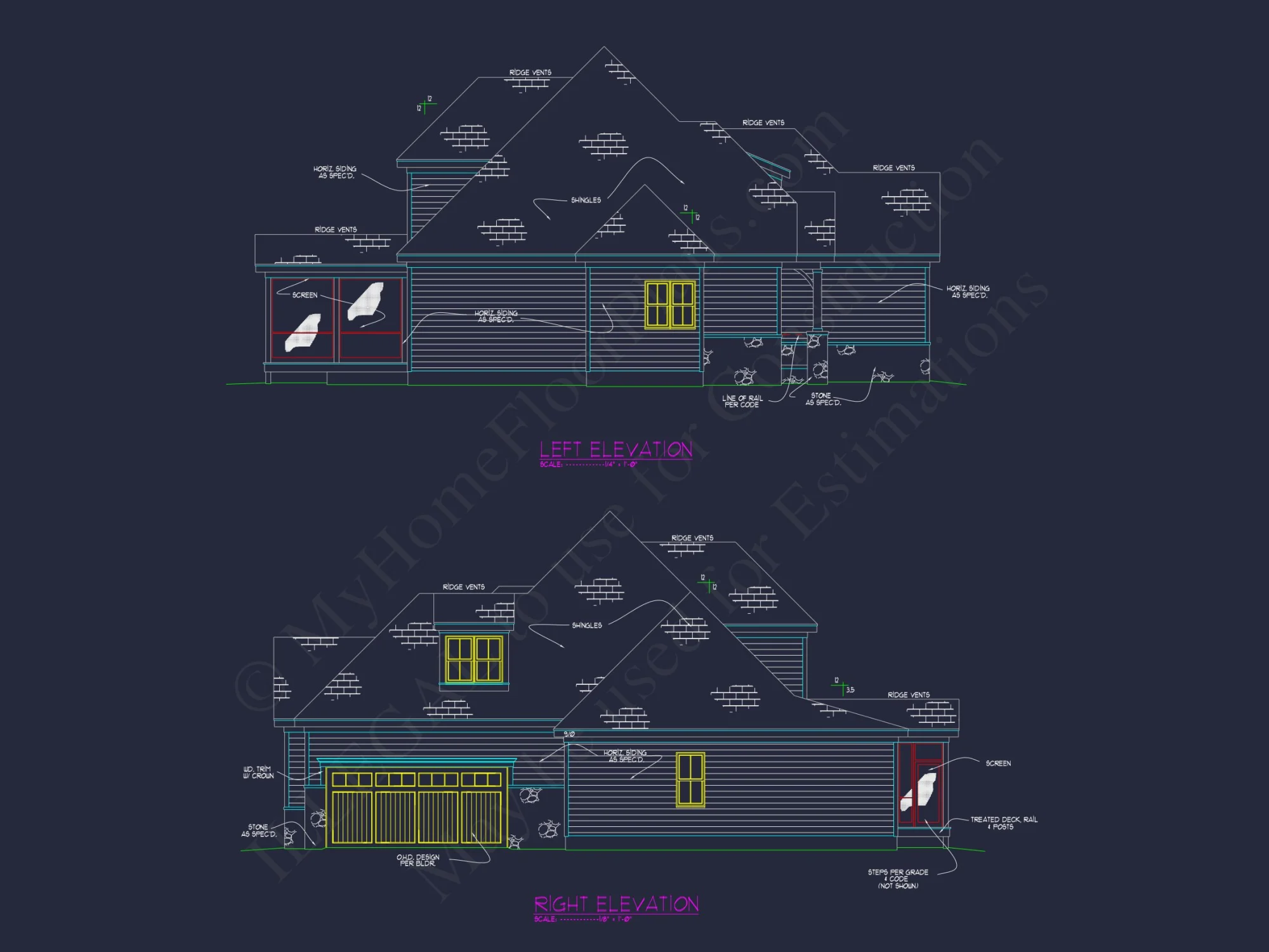 Craftsman house Plan with Detailed Floor Blueprint Designs