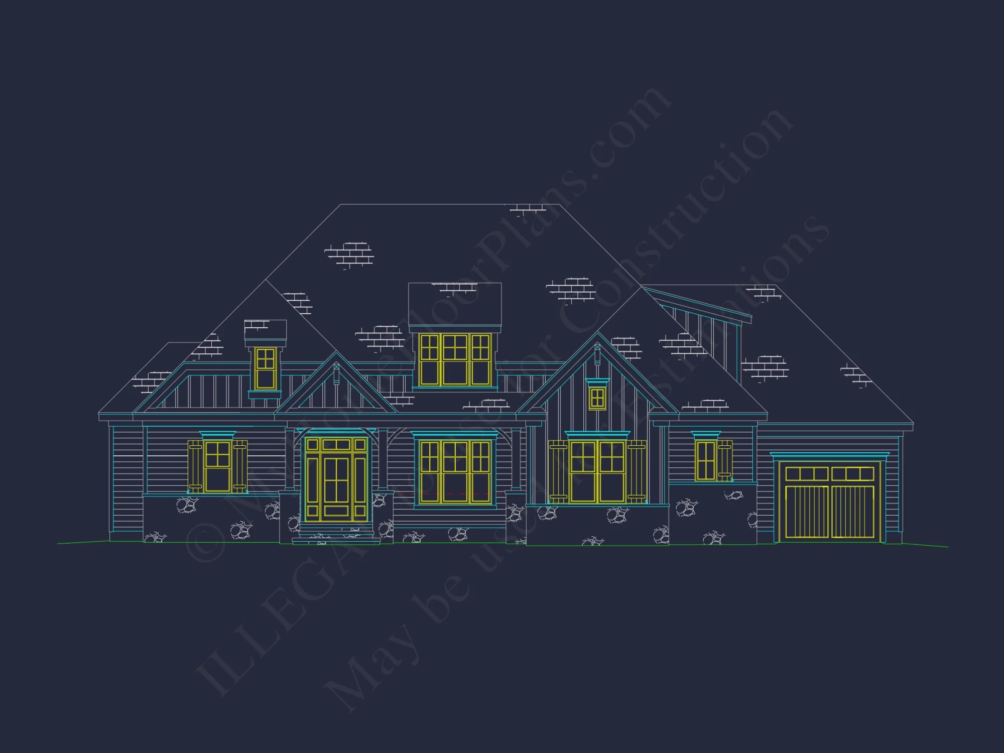 Craftsman house Plan with Detailed Floor Blueprint Designs