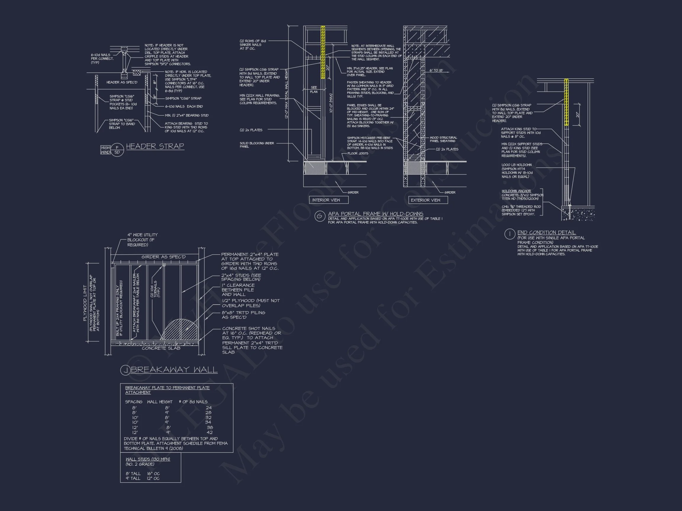 Beach Duplex Floor Plan with 4 Beds, Garage & CAD Designs