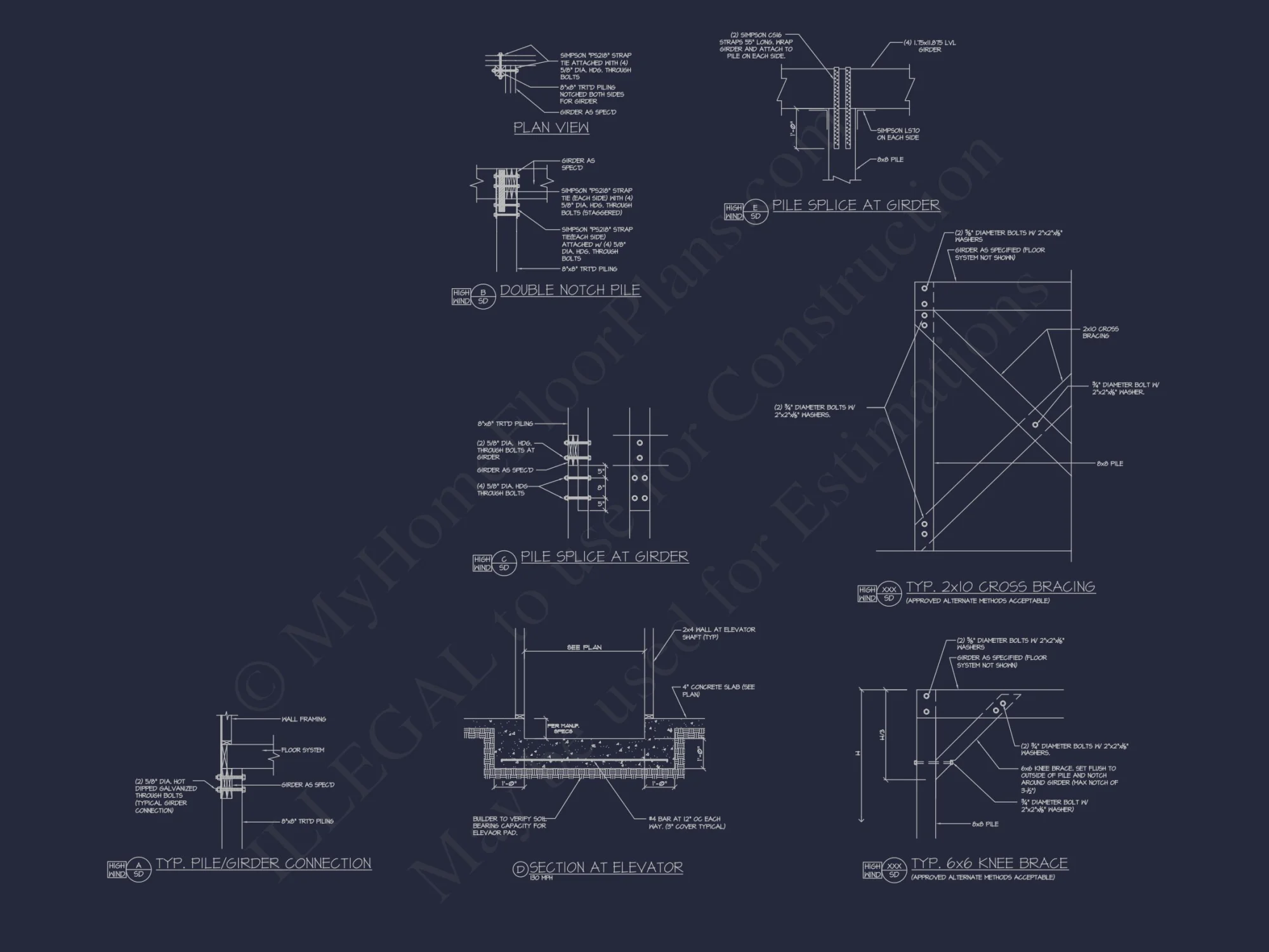 Beach Duplex Floor Plan with 4 Beds, Garage & CAD Designs