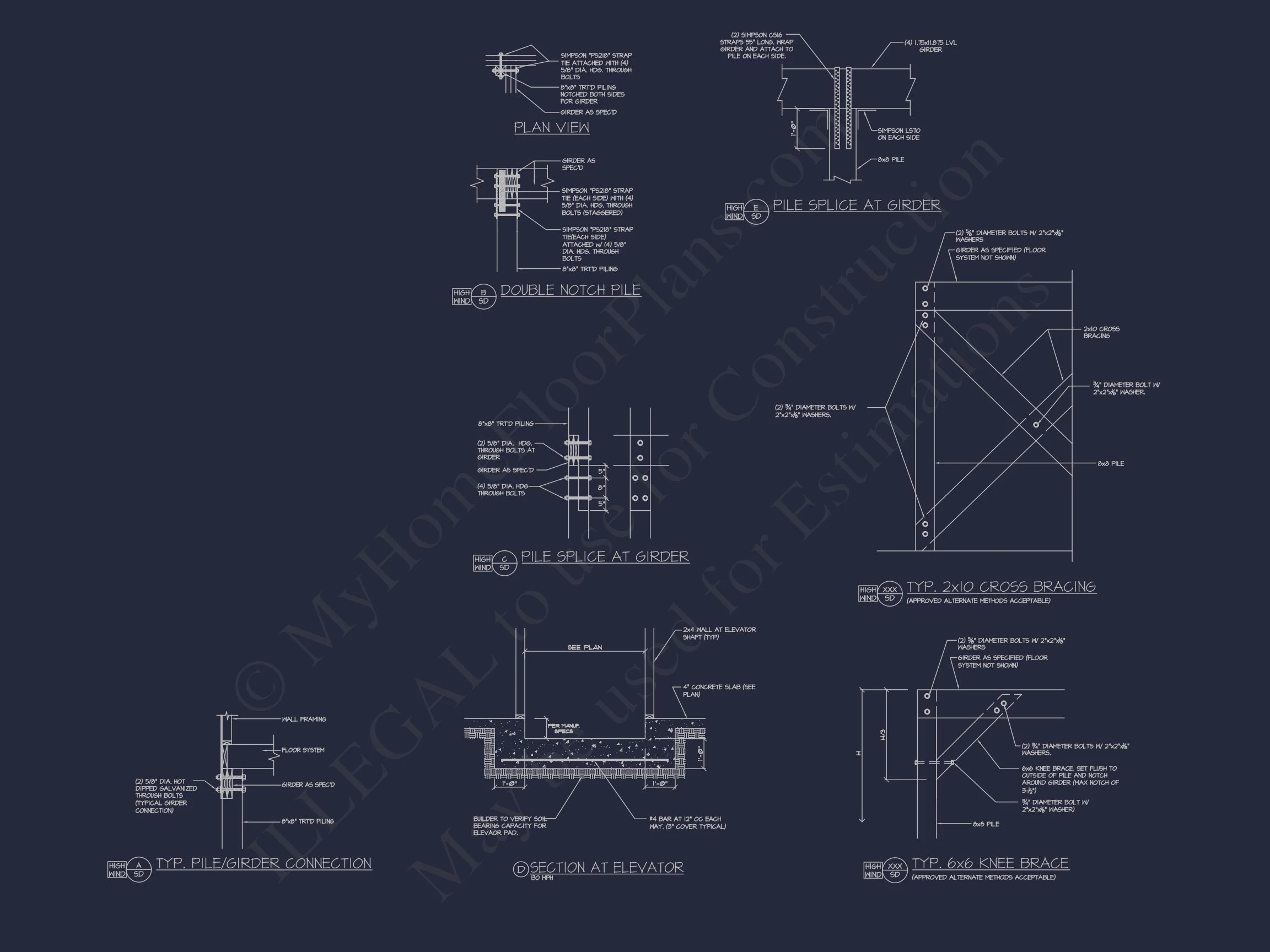 Beach Duplex Floor Plan with 4 Beds, Garage & CAD Designs