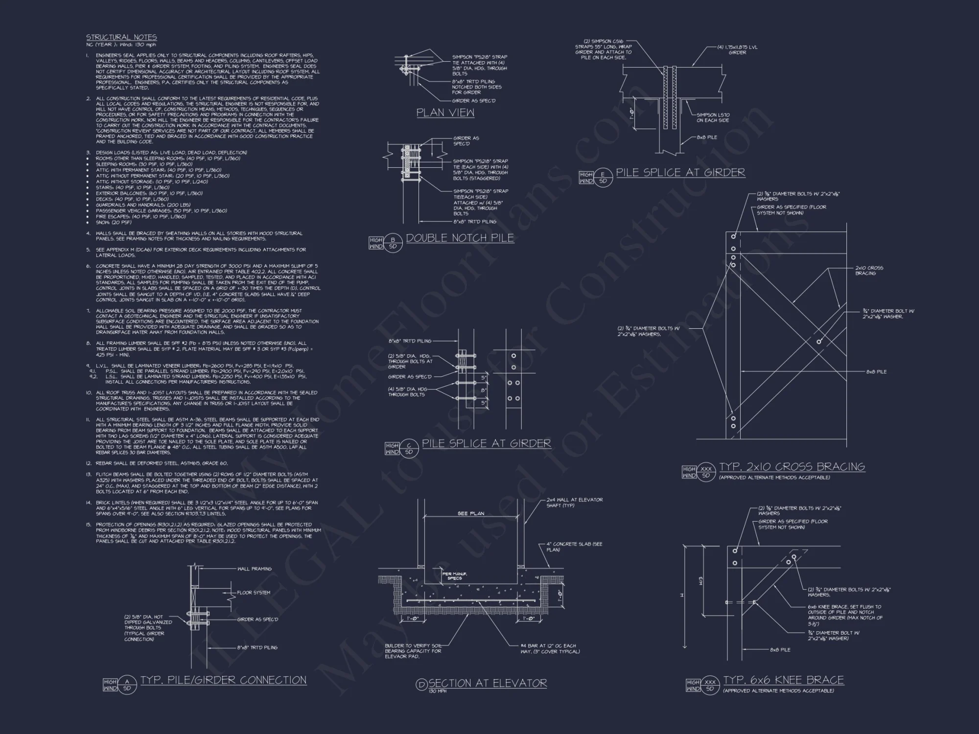 Beach Duplex Floor Plan with 4 Beds, Garage & CAD Designs