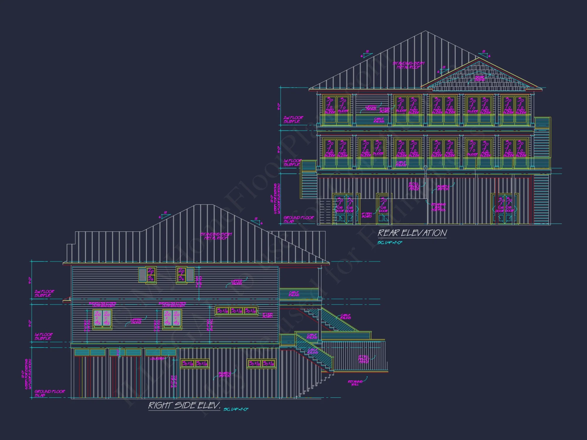 Beach Duplex Floor Plan with 4 Beds, Garage & CAD Designs