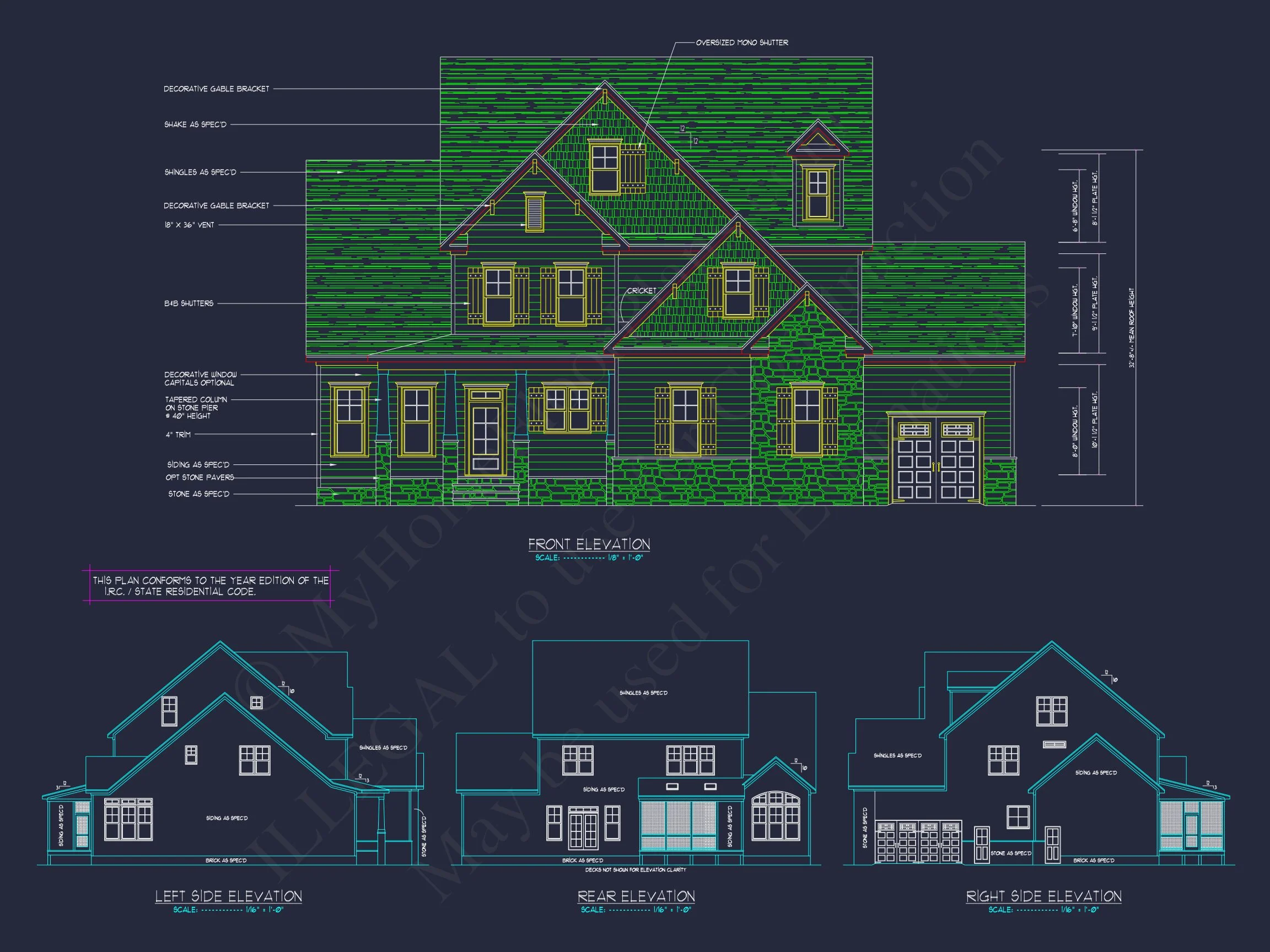 Custom house Plan with 3 Floors, CAD Blueprint & Features