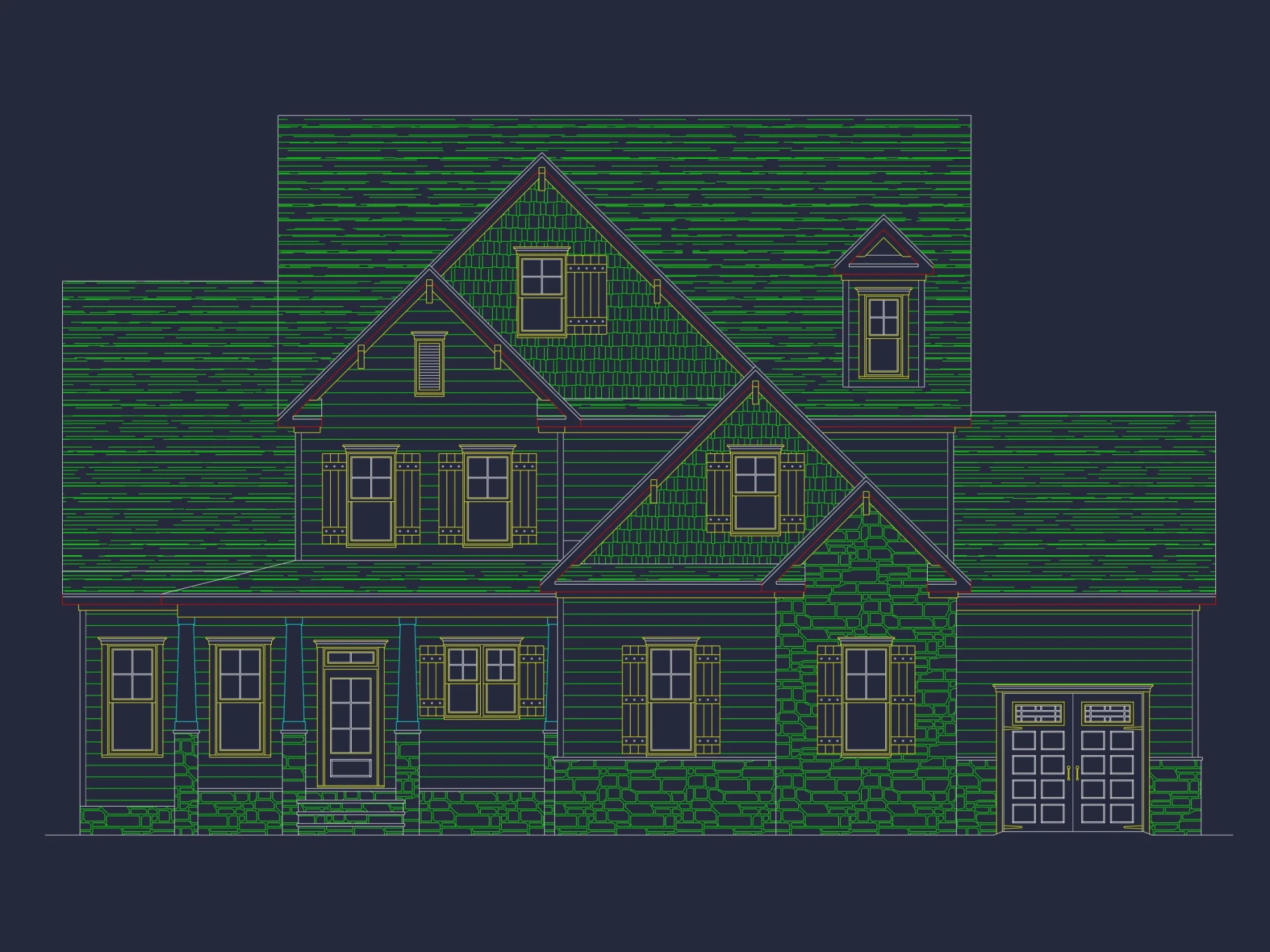 Custom house Plan with 3 Floors, CAD Blueprint & Features