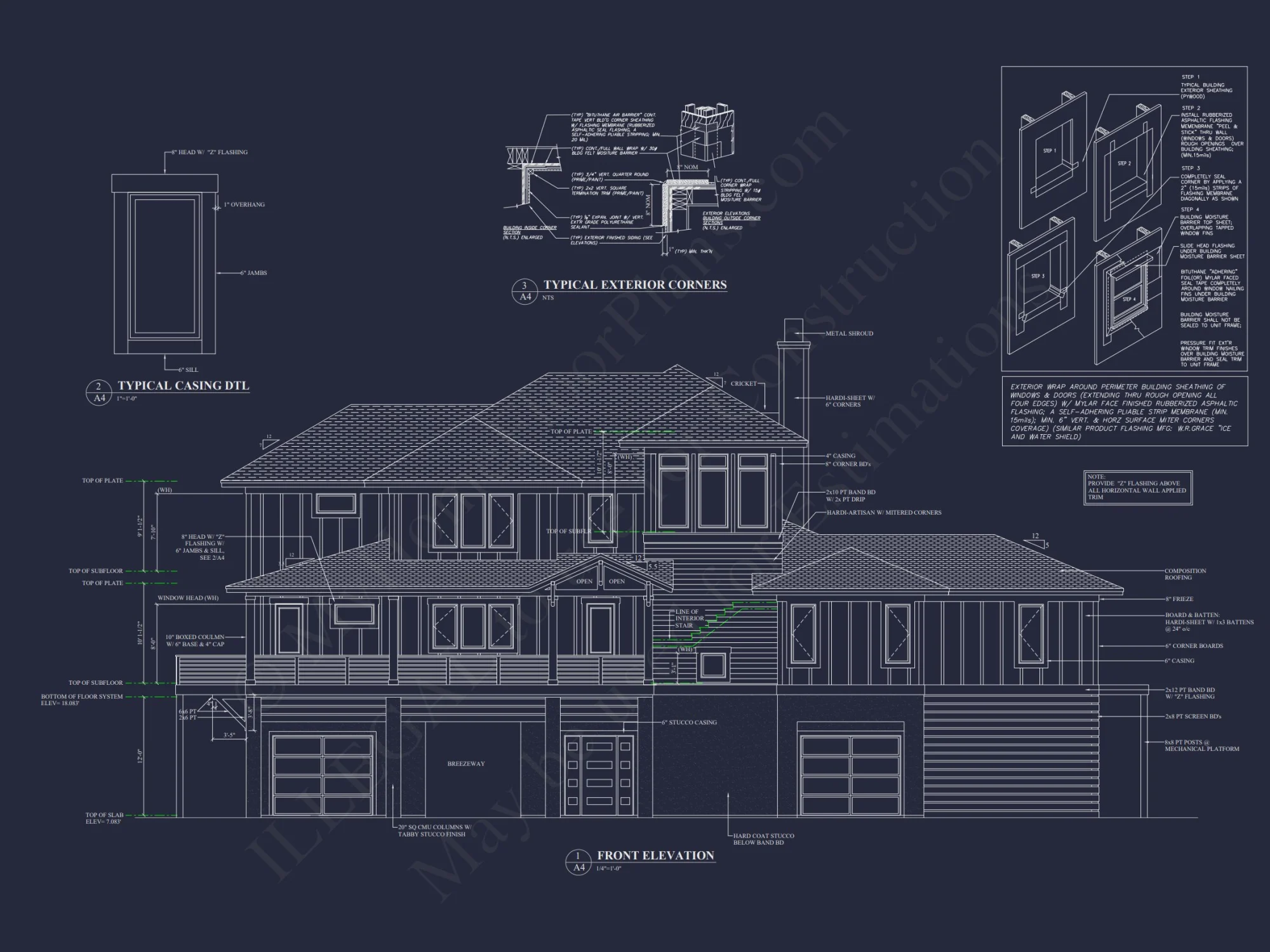 Modern Craftsman house Plan: 2-Story CAD Design with 4 Bedrooms
