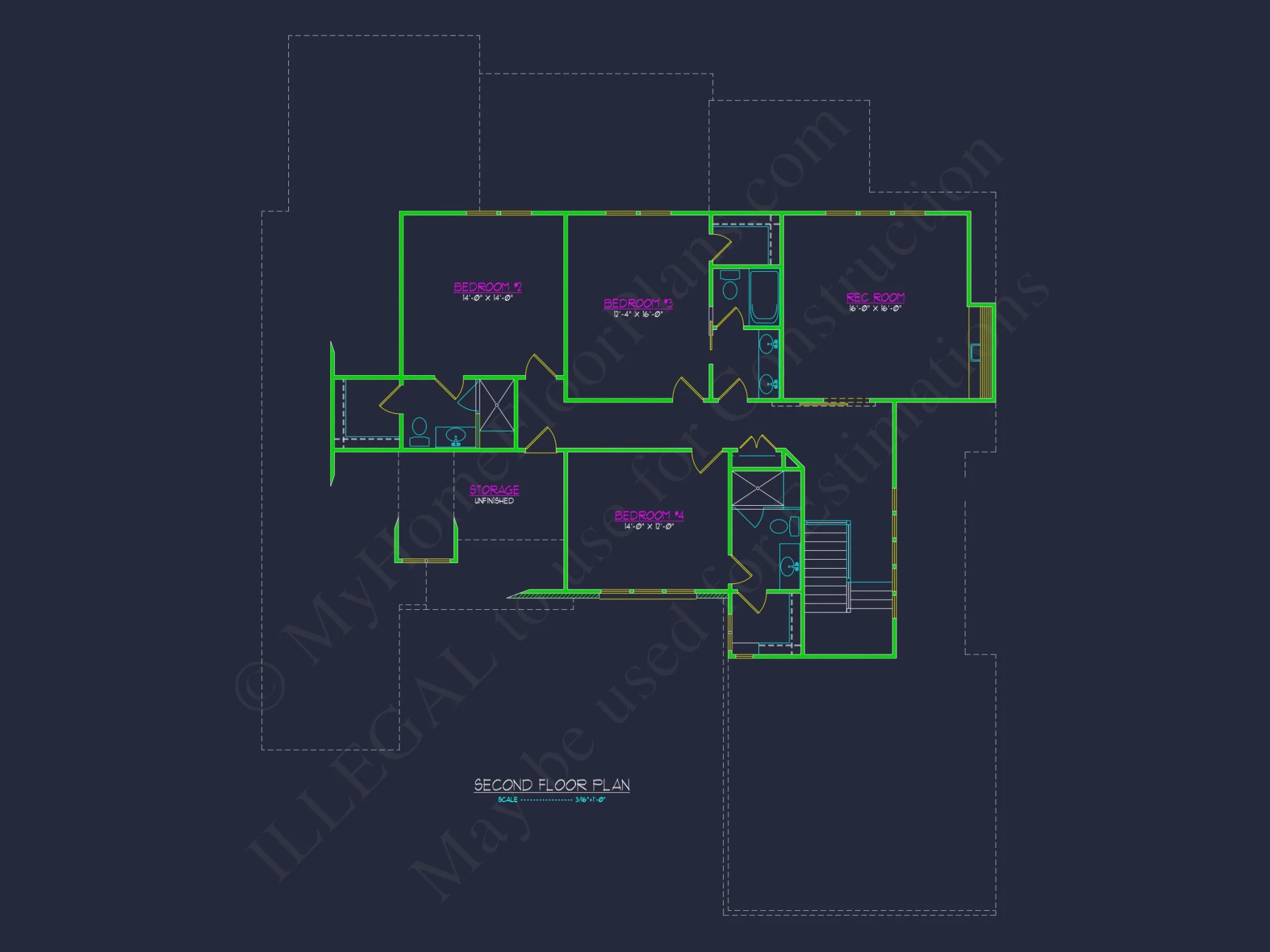 Custom house Plan with 4 Beds, CAD Blueprint, and Features