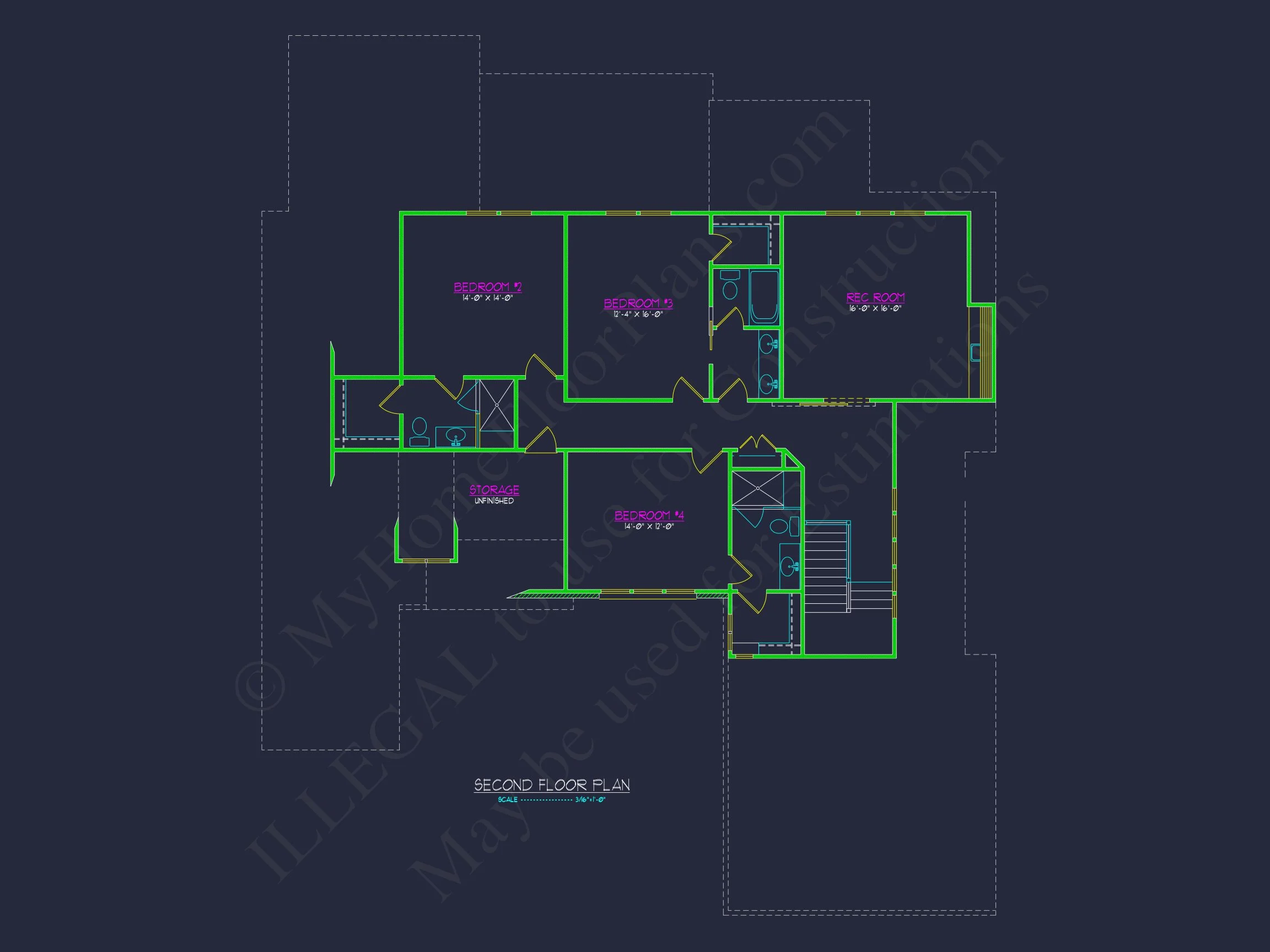 Custom house Plan with 4 Beds, CAD Blueprint, and Features