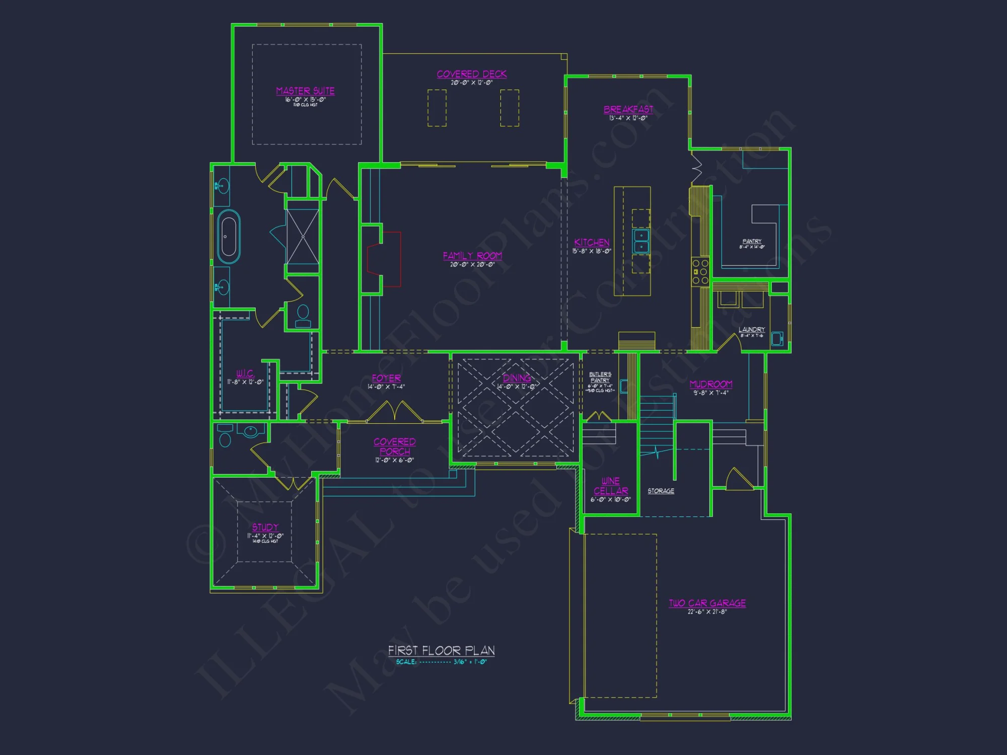 Custom house Plan with 4 Beds, CAD Blueprint, and Features