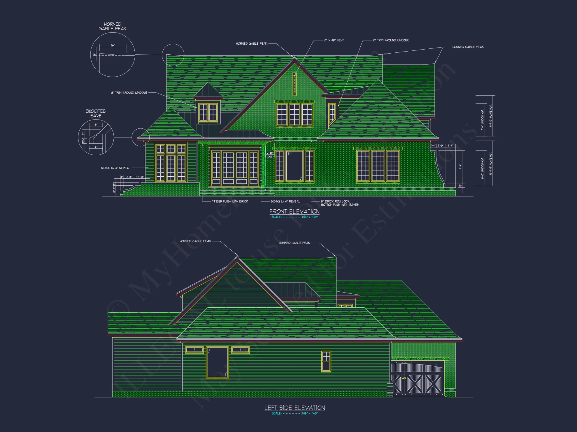 Custom house Plan with 4 Beds, CAD Blueprint, and Features