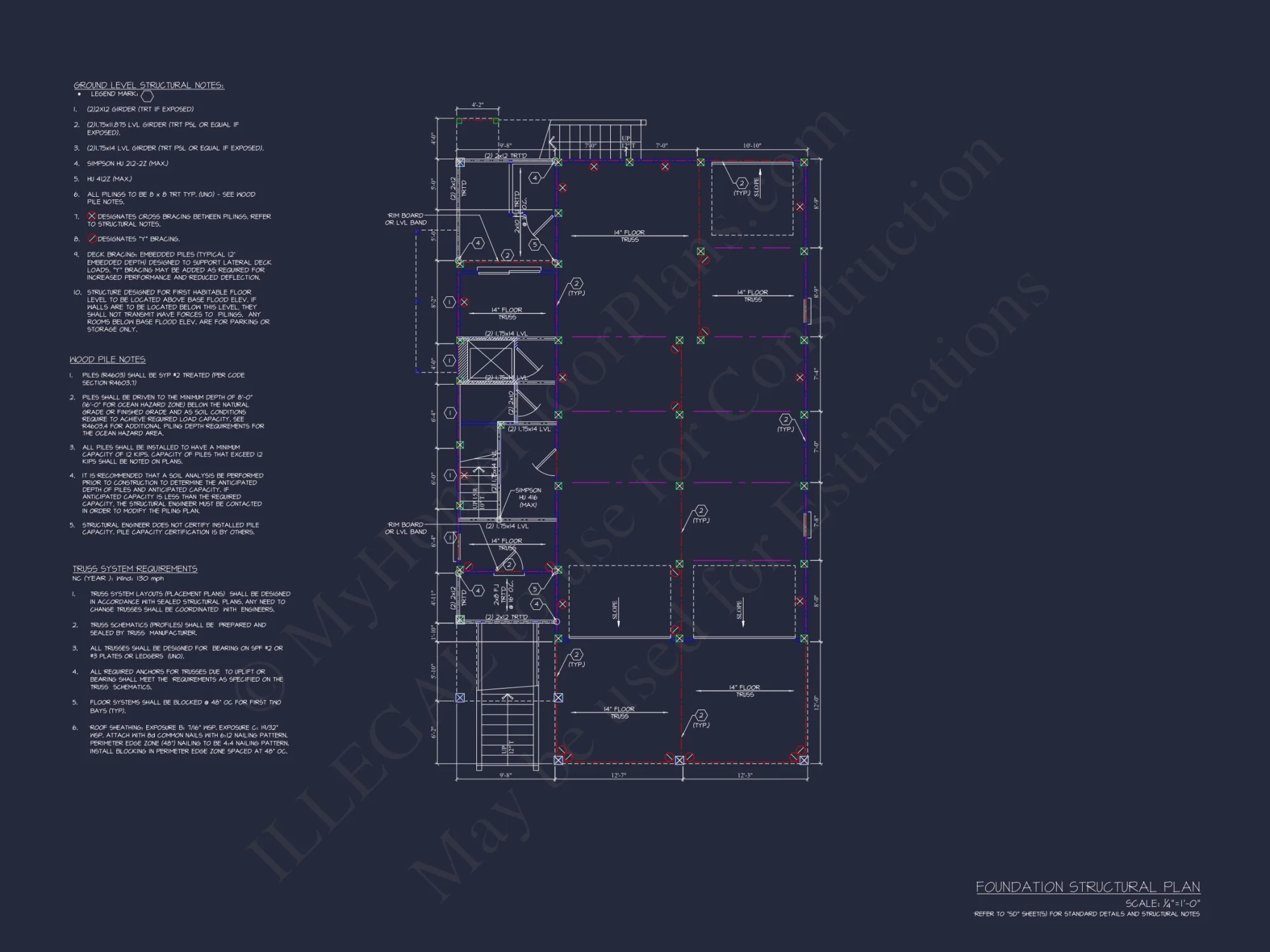 Coastal house Plan with 3 Floors, CAD Designs, & Blueprints