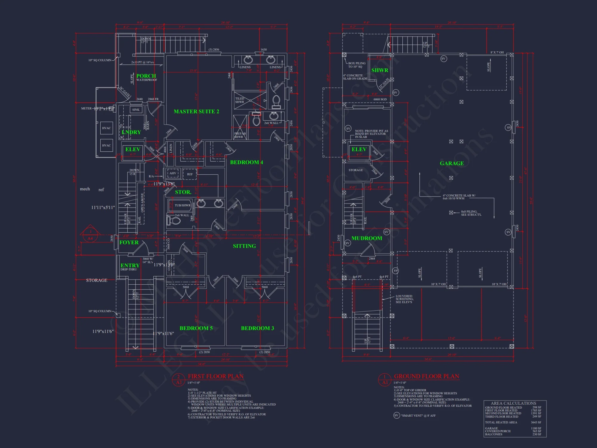 Coastal house Plan with 3 Floors, CAD Designs, & Blueprints