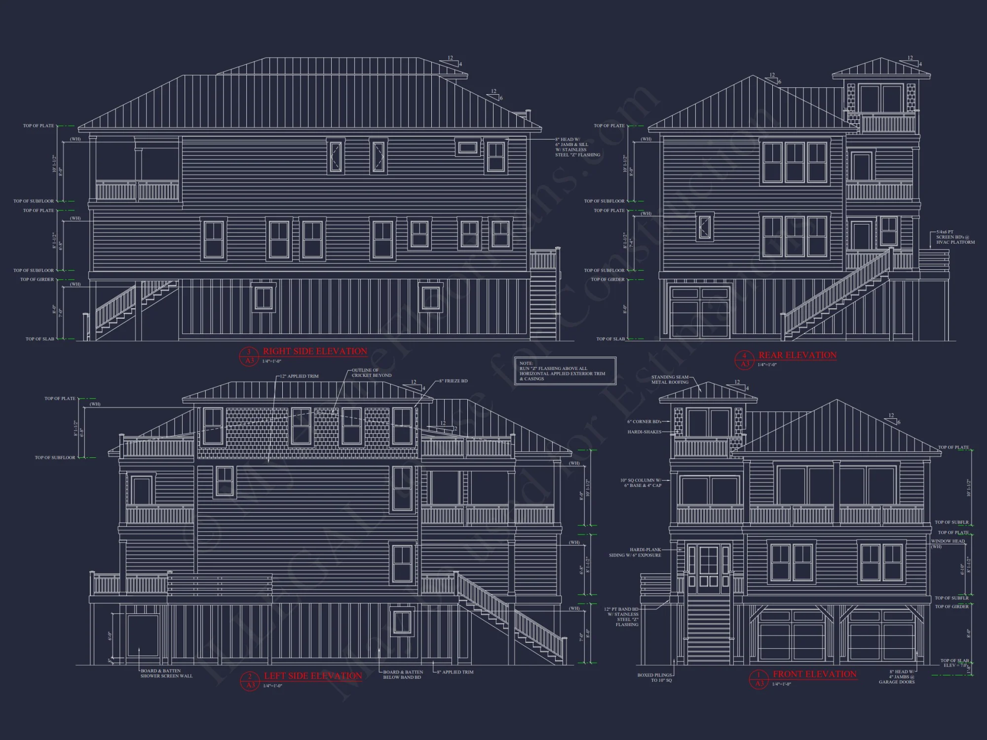 Coastal house Plan with 3 Floors, CAD Designs, & Blueprints