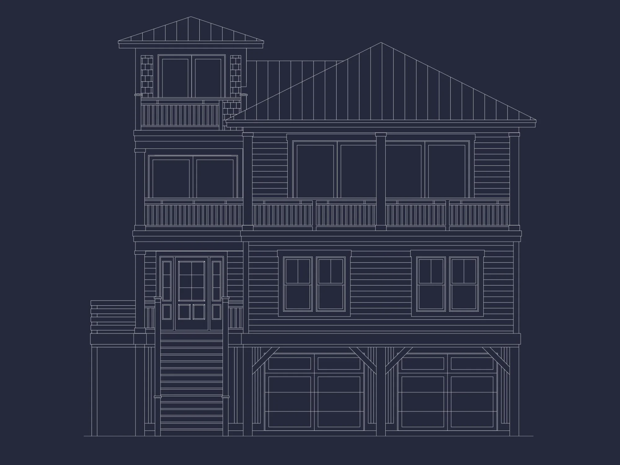 Coastal house Plan with 3 Floors, CAD Designs, & Blueprints