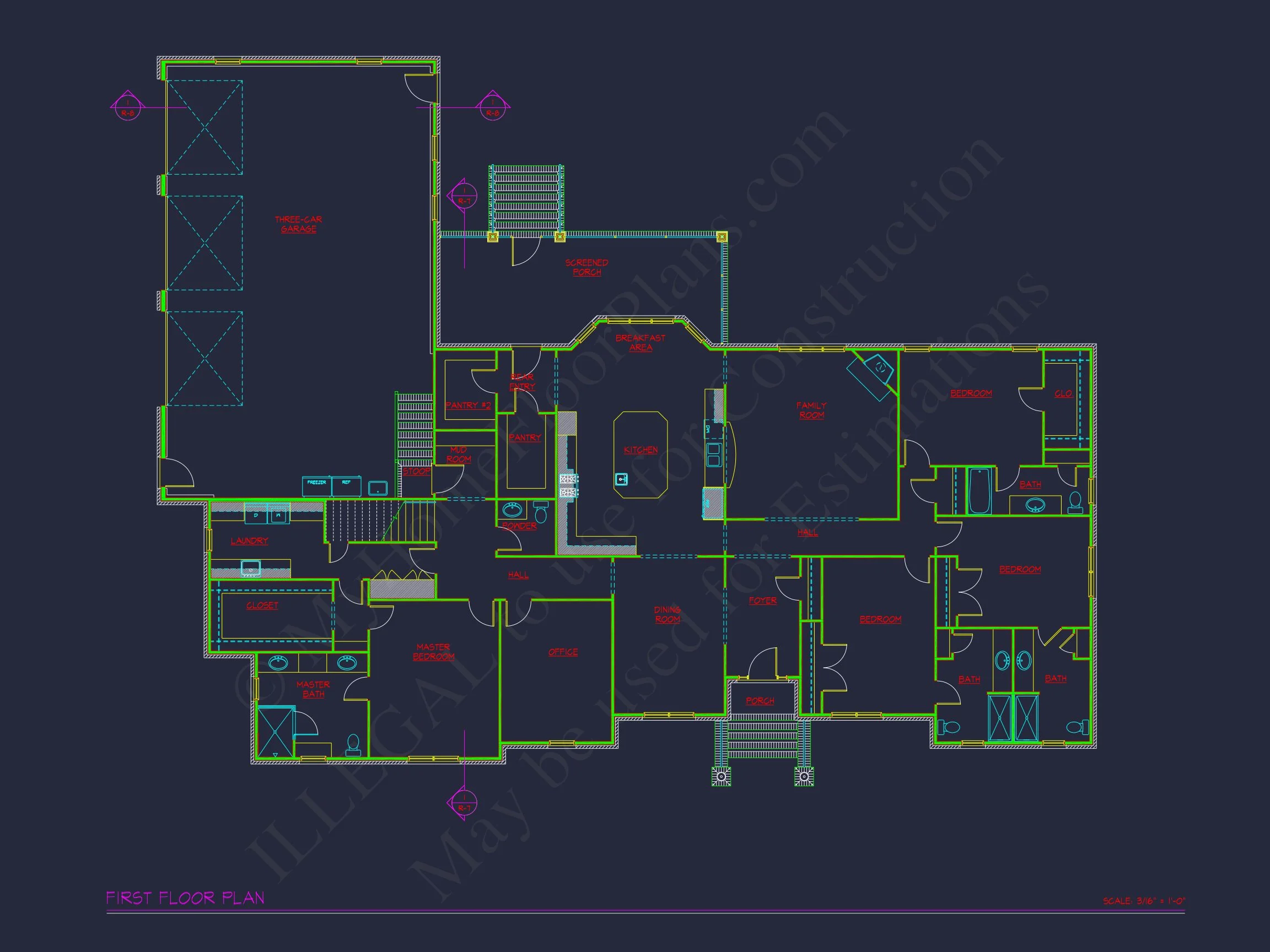 Elegant house Floor Plan with Detailed Blueprint and CAD Designs