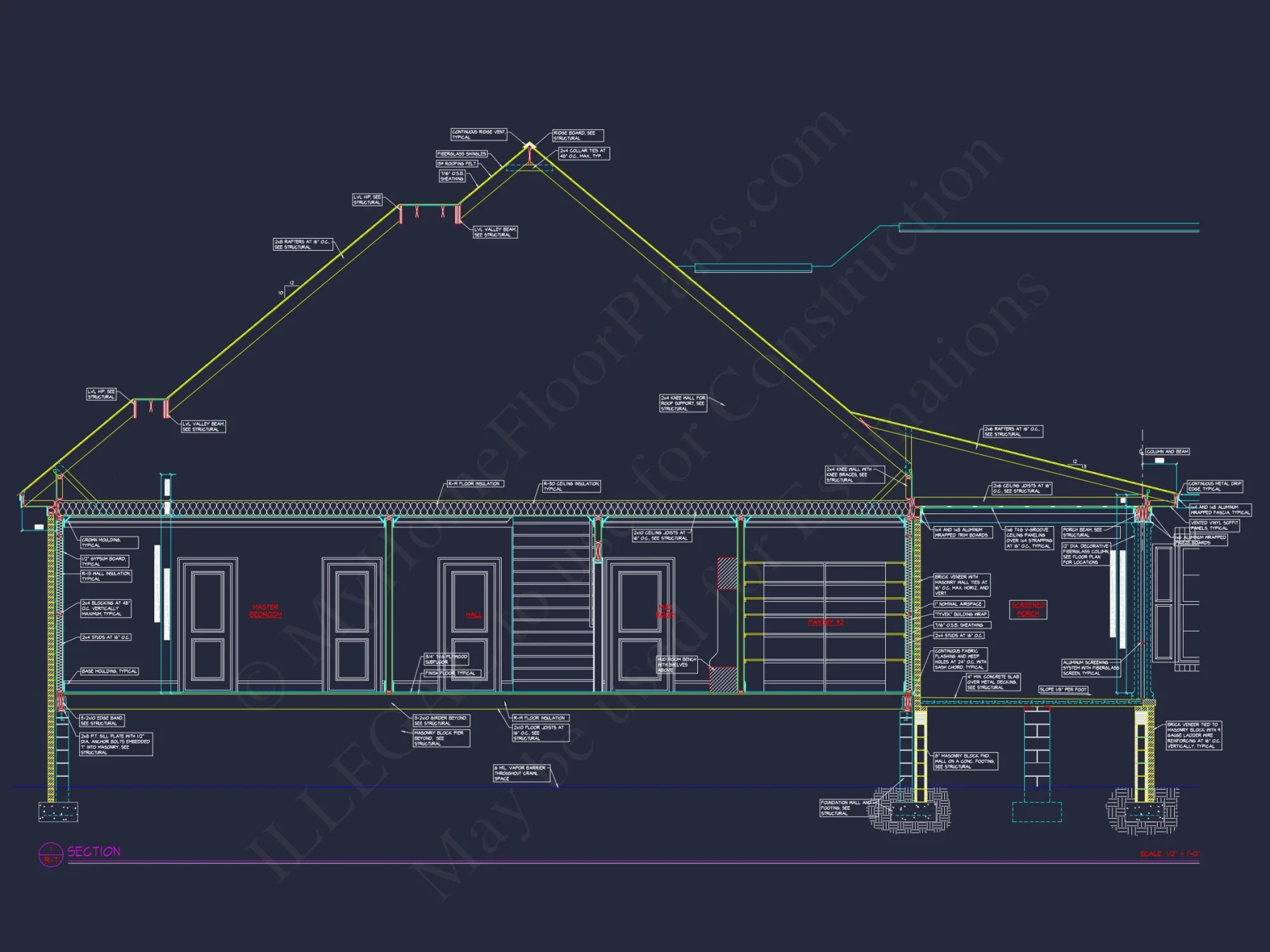 Elegant house Floor Plan with Detailed Blueprint and CAD Designs