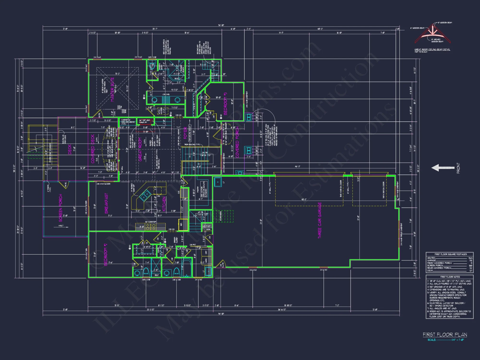 Modern Craftsman house Blueprint with 2-Story Design and Garage