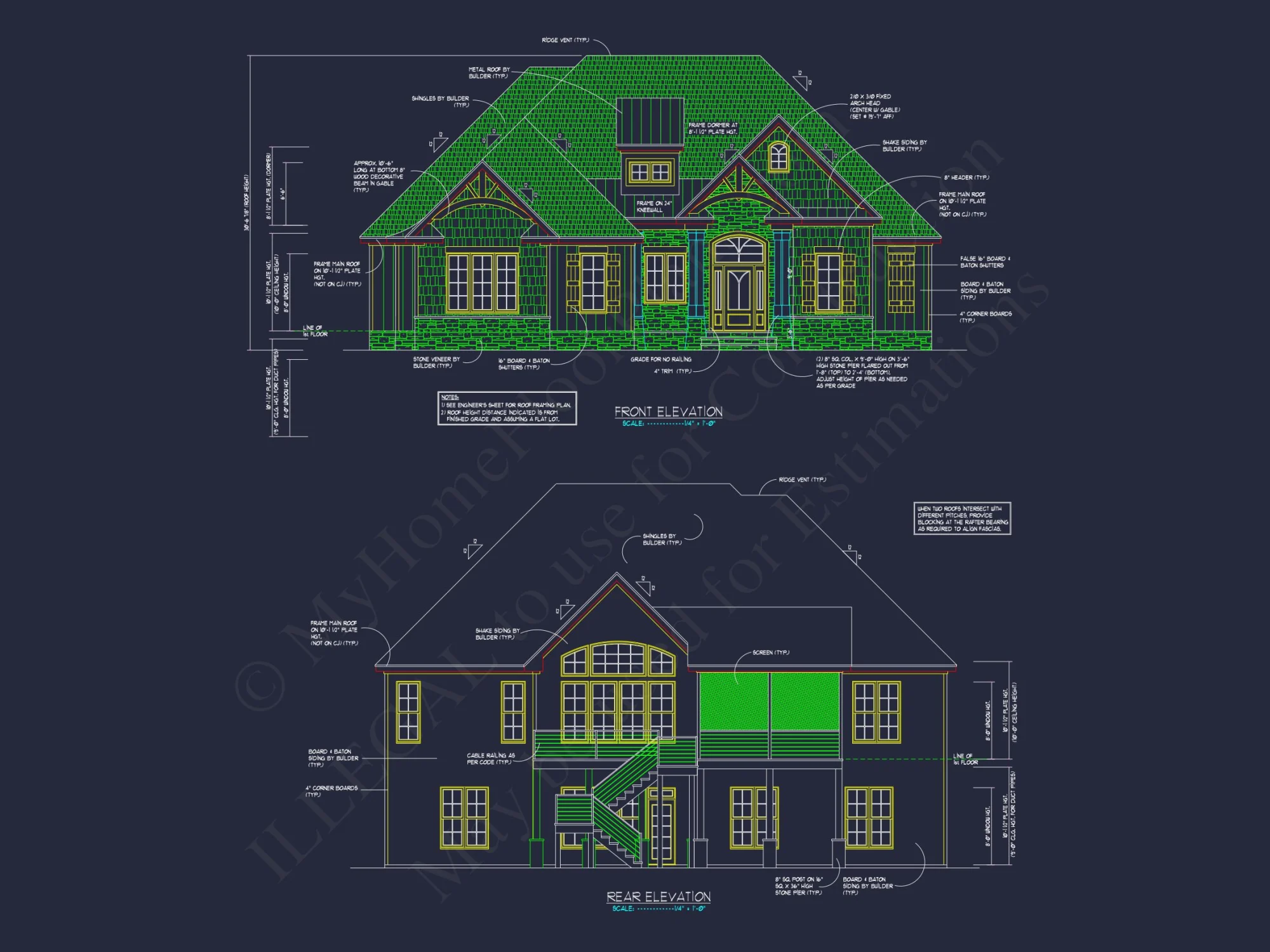 Modern Craftsman house Blueprint with 2-Story Design and Garage