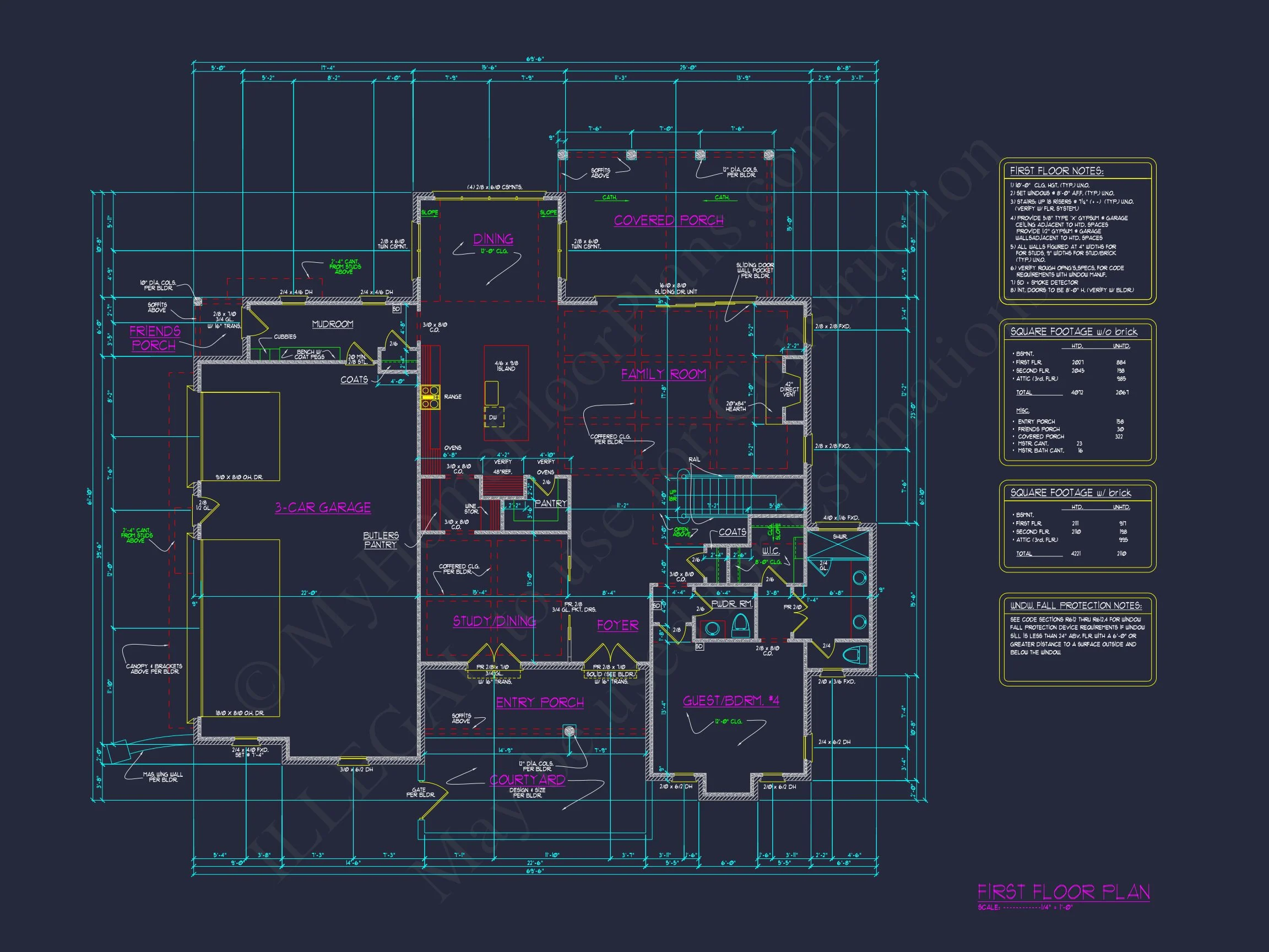 Elegant house Plan with Spacious Floor Design and CAD Blueprint