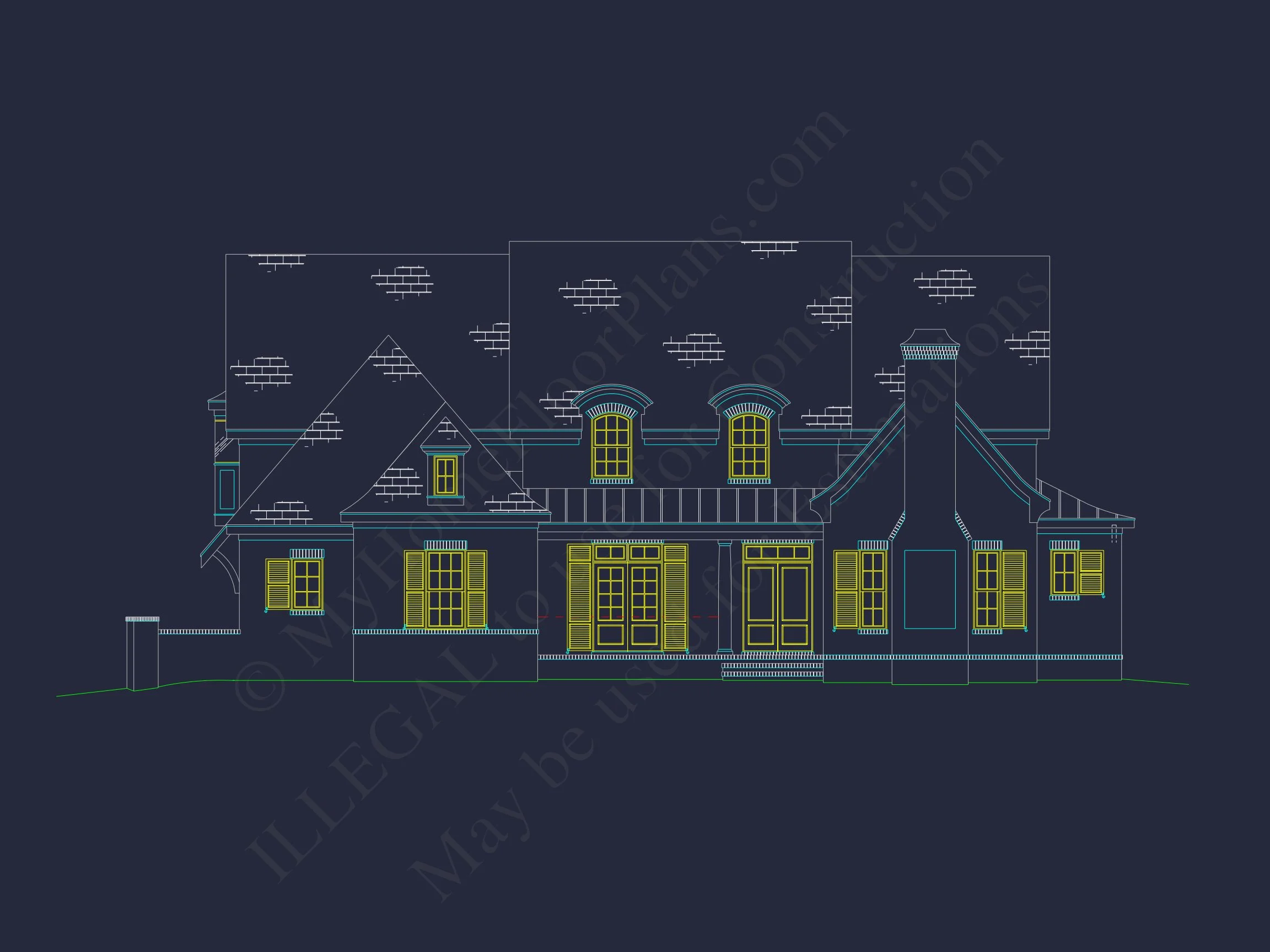 Elegant house Plan with Spacious Floor Design and CAD Blueprint