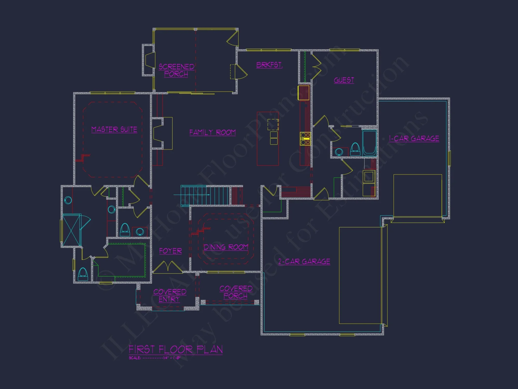 Modern Craftsman house Plan with Open Floor Plan and CAD Design