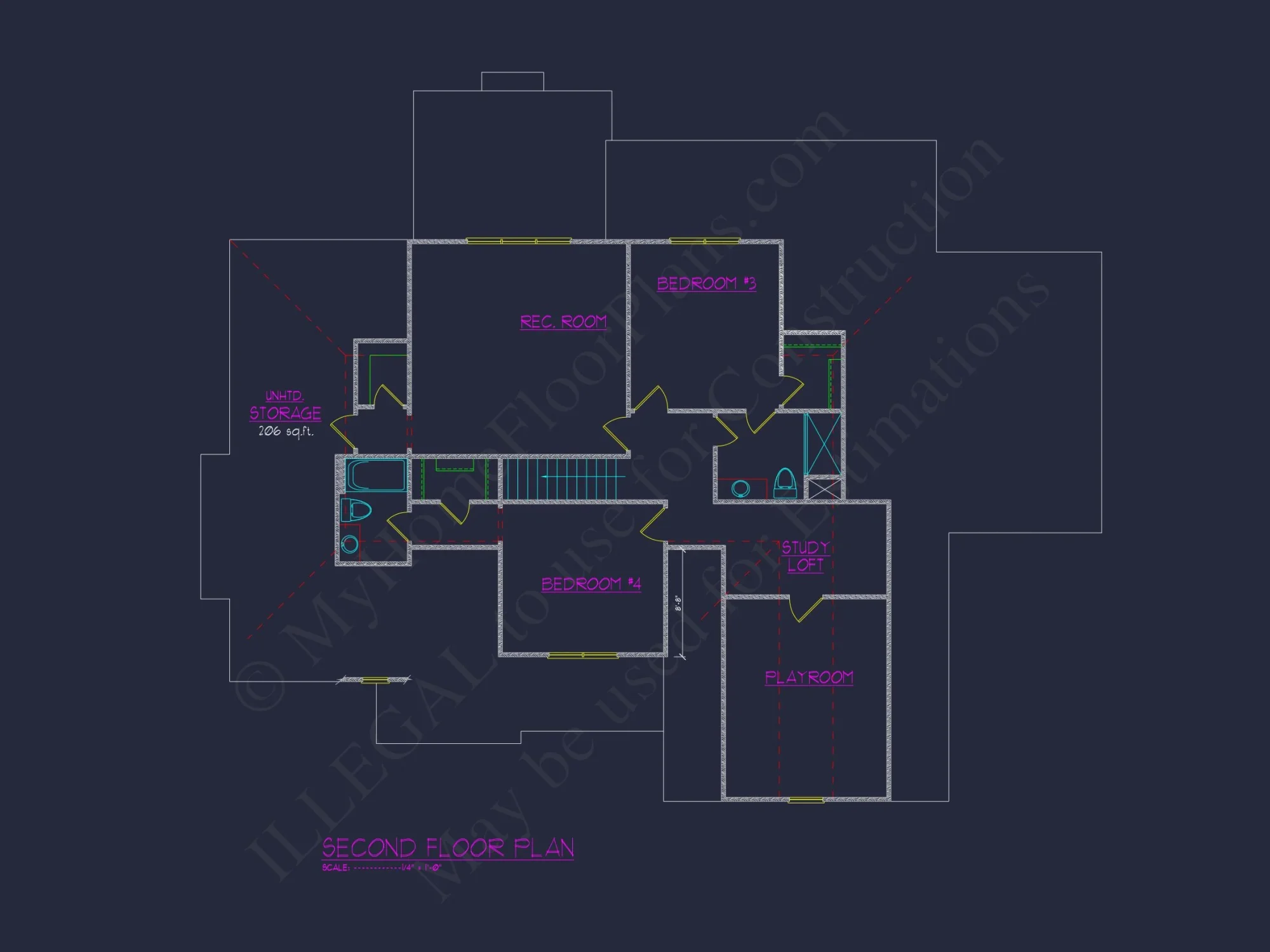 Modern Craftsman house Plan with Open Floor Plan and CAD Design