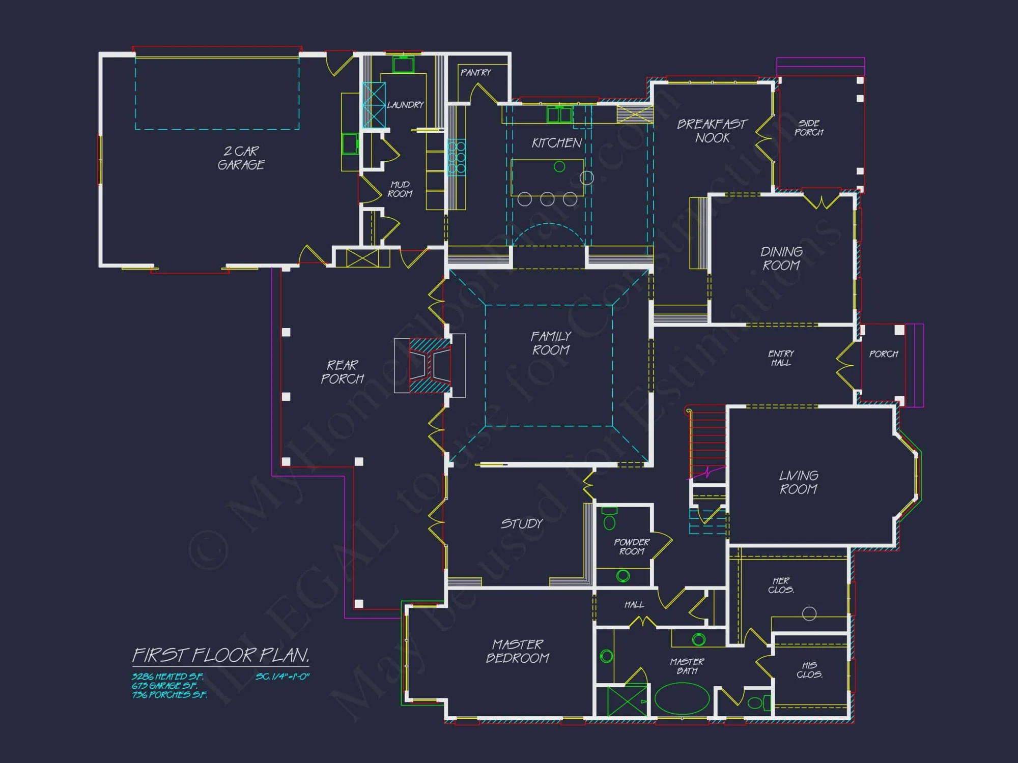 Elegant house Plan with Spacious Floor Design and CAD Blueprint