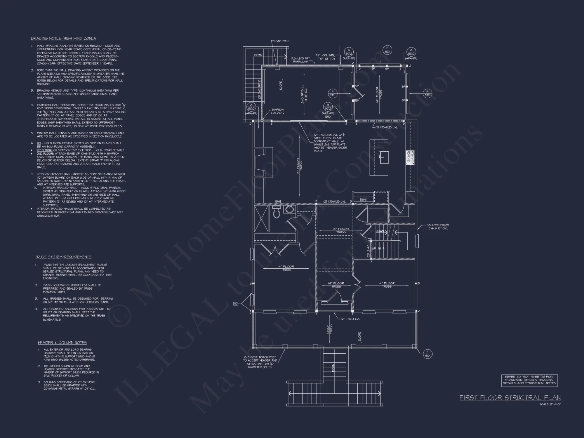 Contemporary Beach house Plan with 3 Bedrooms and CAD Blueprints