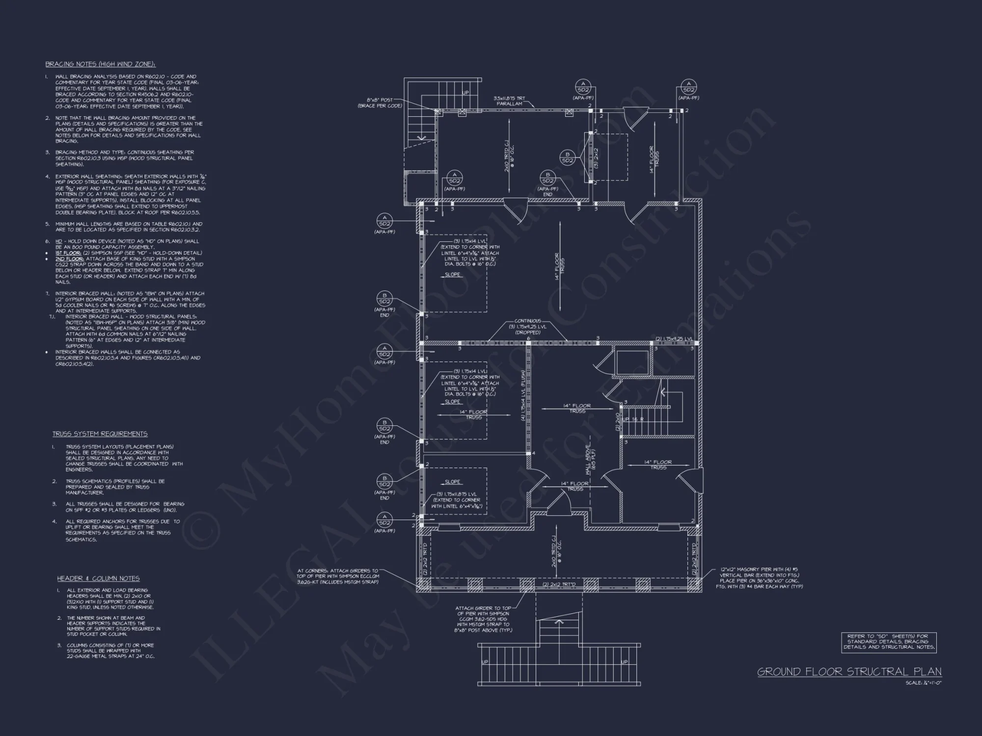 Contemporary Beach house Plan with 3 Bedrooms and CAD Blueprints