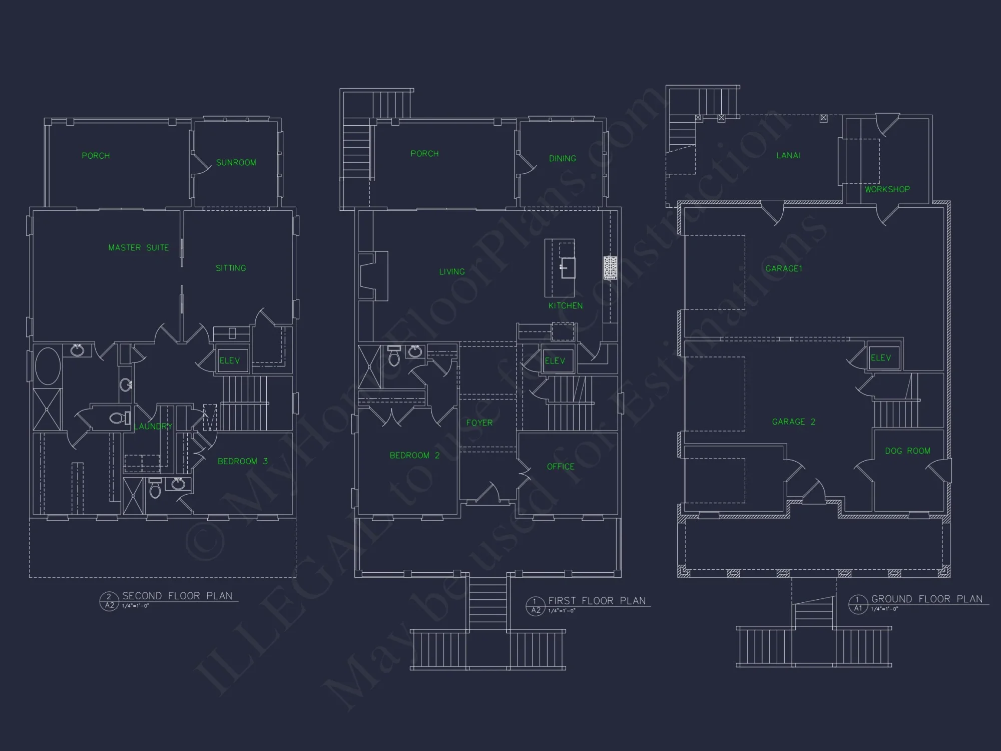 Contemporary Beach house Plan with 3 Bedrooms and CAD Blueprints