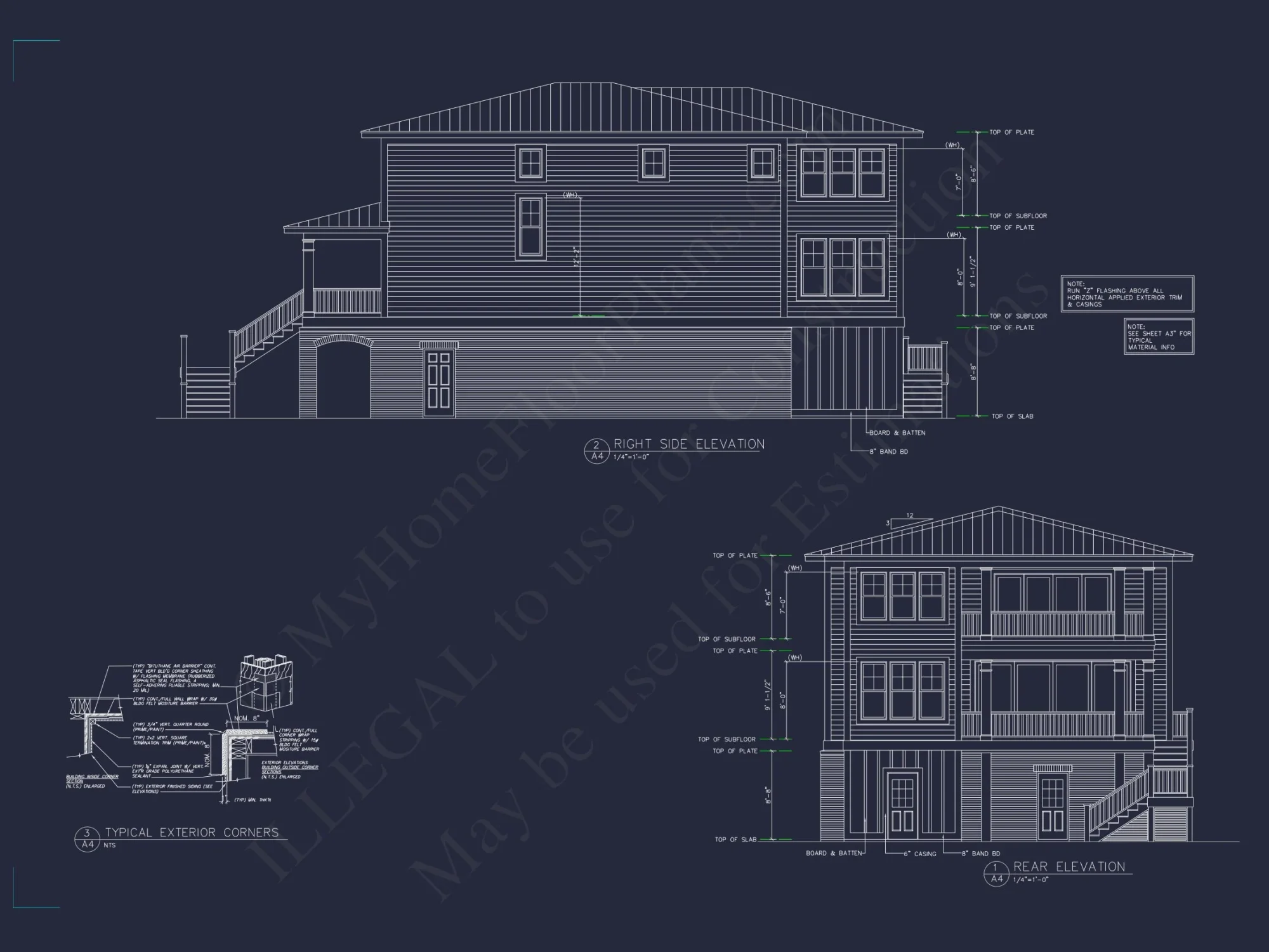 Contemporary Beach house Plan with 3 Bedrooms and CAD Blueprints