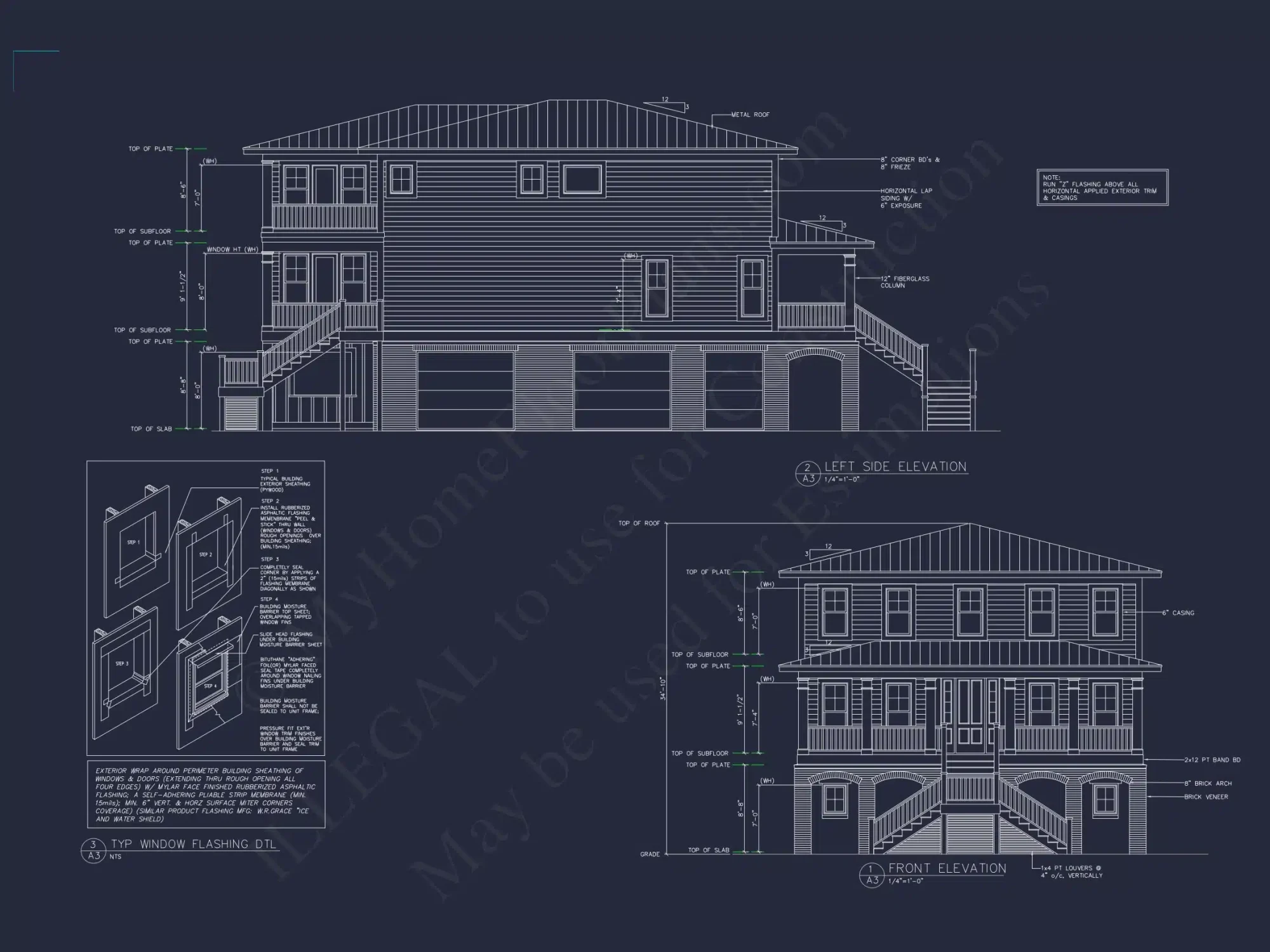 Contemporary Beach house Plan with 3 Bedrooms and CAD Blueprints