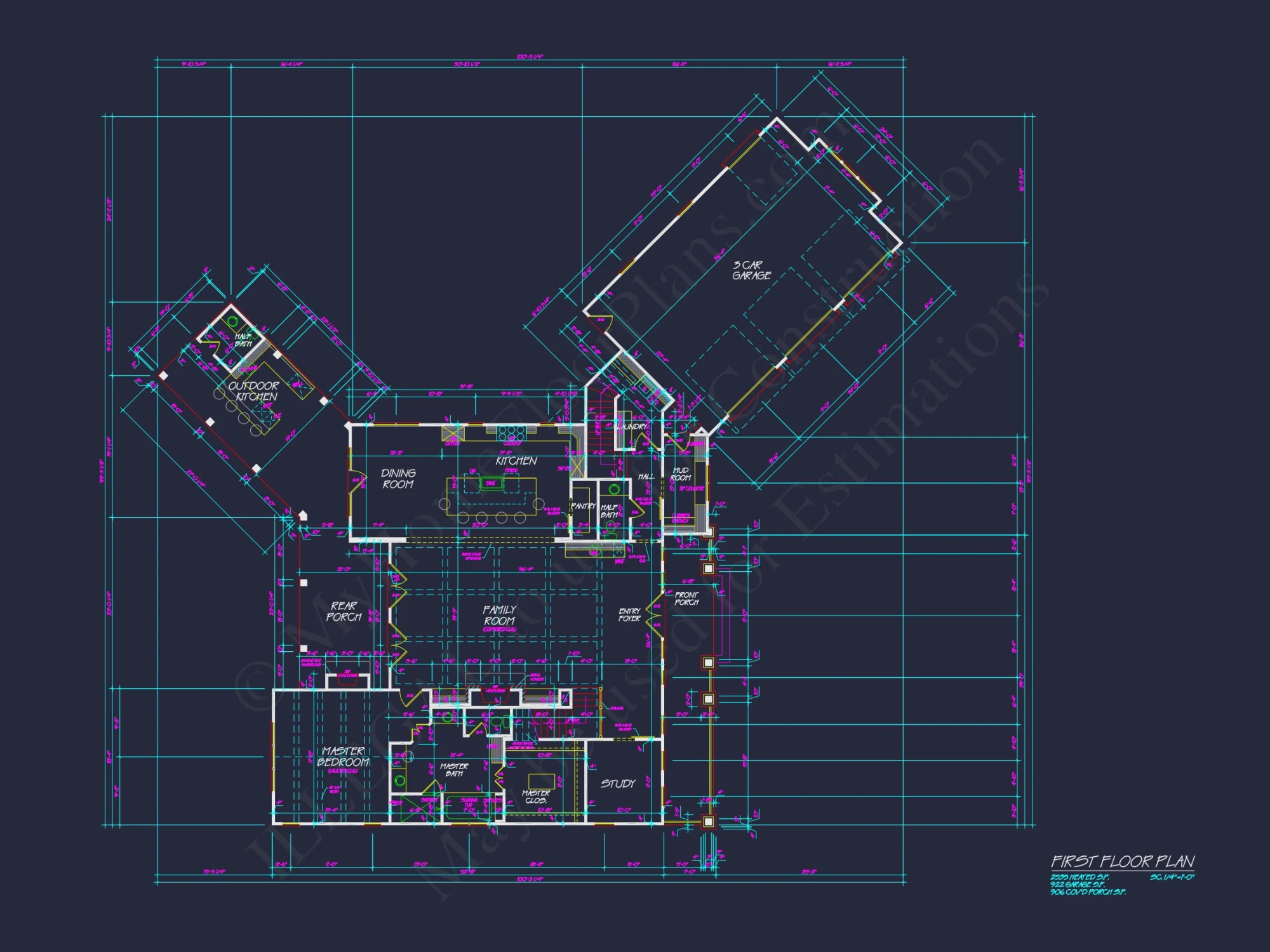 Spacious 2-Story house Plan with Garage & Outdoor Features - CAD Designs