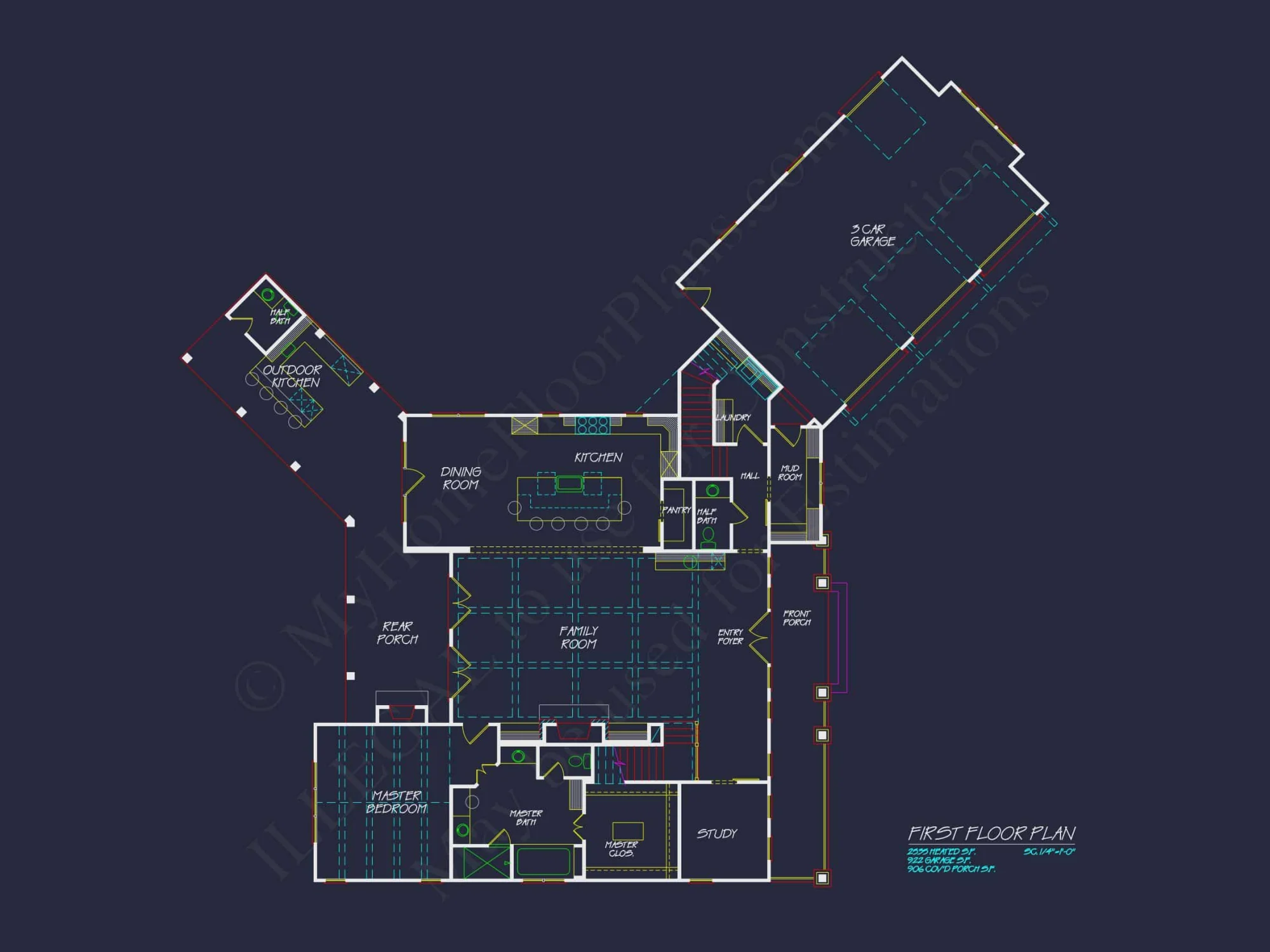 Spacious 2-Story house Plan with Garage & Outdoor Features - CAD Designs