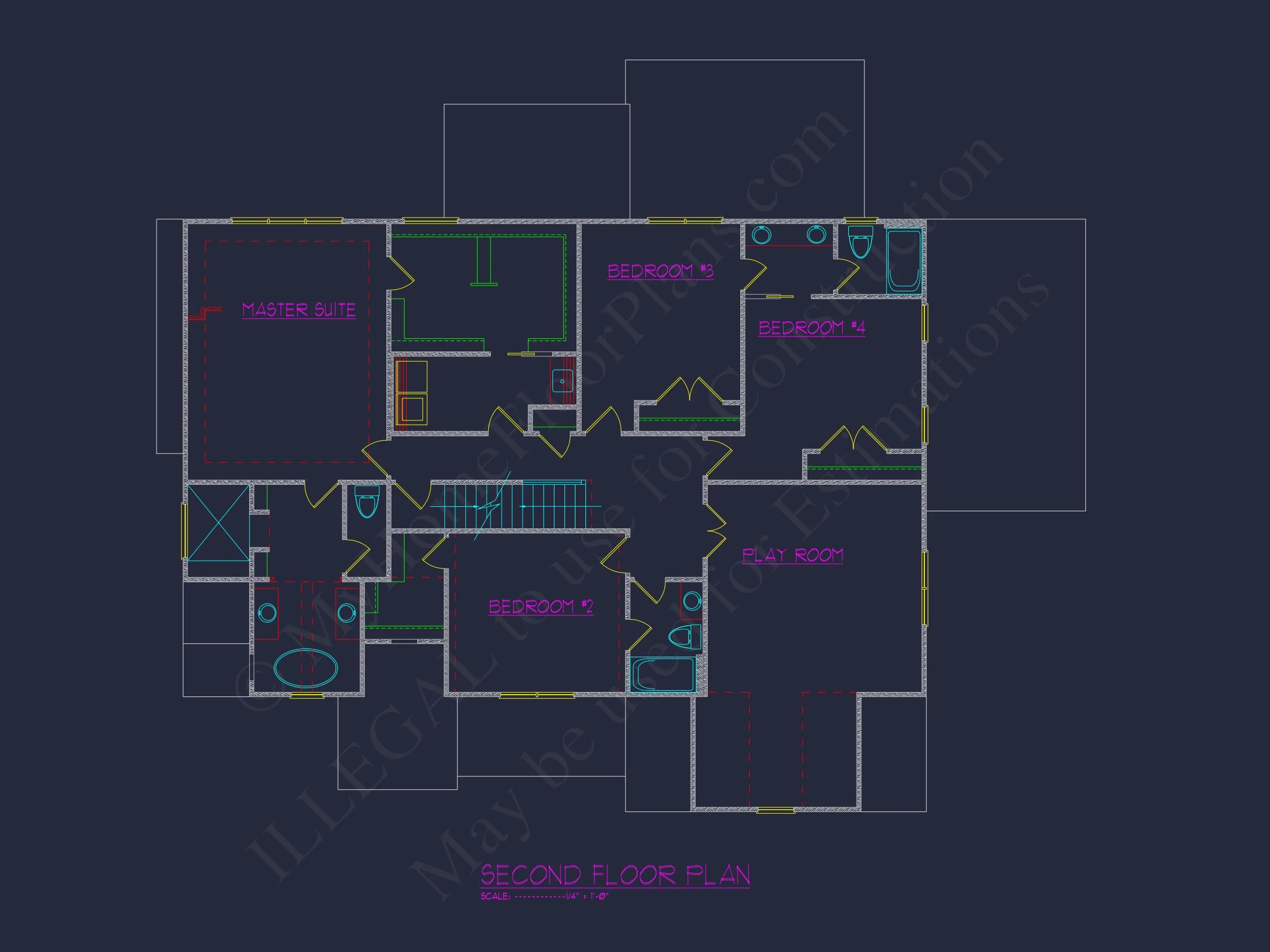 16-1819 HOUSE PLAN - Craftsman House Plan: Stunning CAD Blueprint with 5 Beds 5 Craftsman house Plan: Stunning CAD Blueprint with 5 Beds
