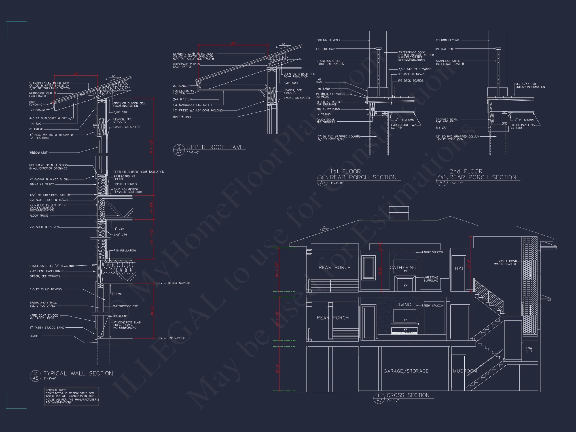 Expansive Coastal Beach house Plan with Elegant CAD Designs
