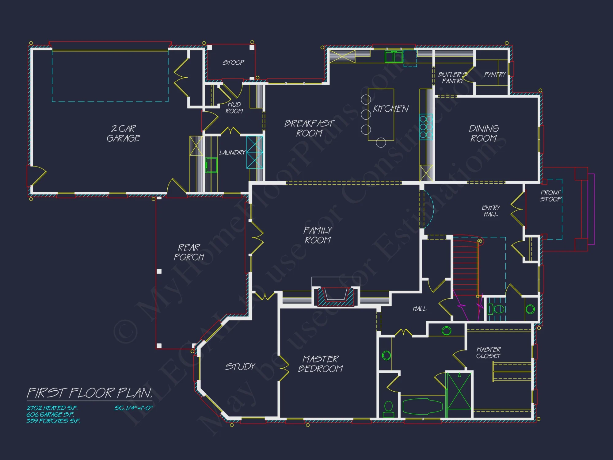 French Country house Plan with Spacious Floor Design & CAD