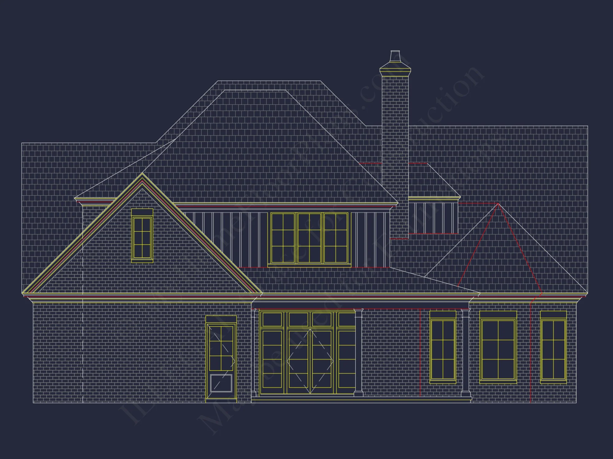 French Country house Plan with Spacious Floor Design & CAD
