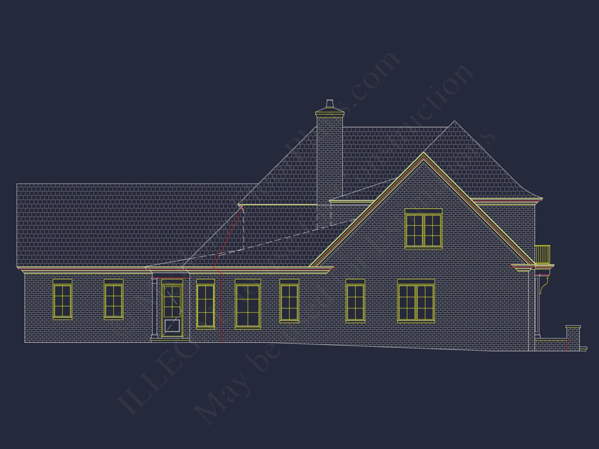 French Country house Plan with Spacious Floor Design & CAD